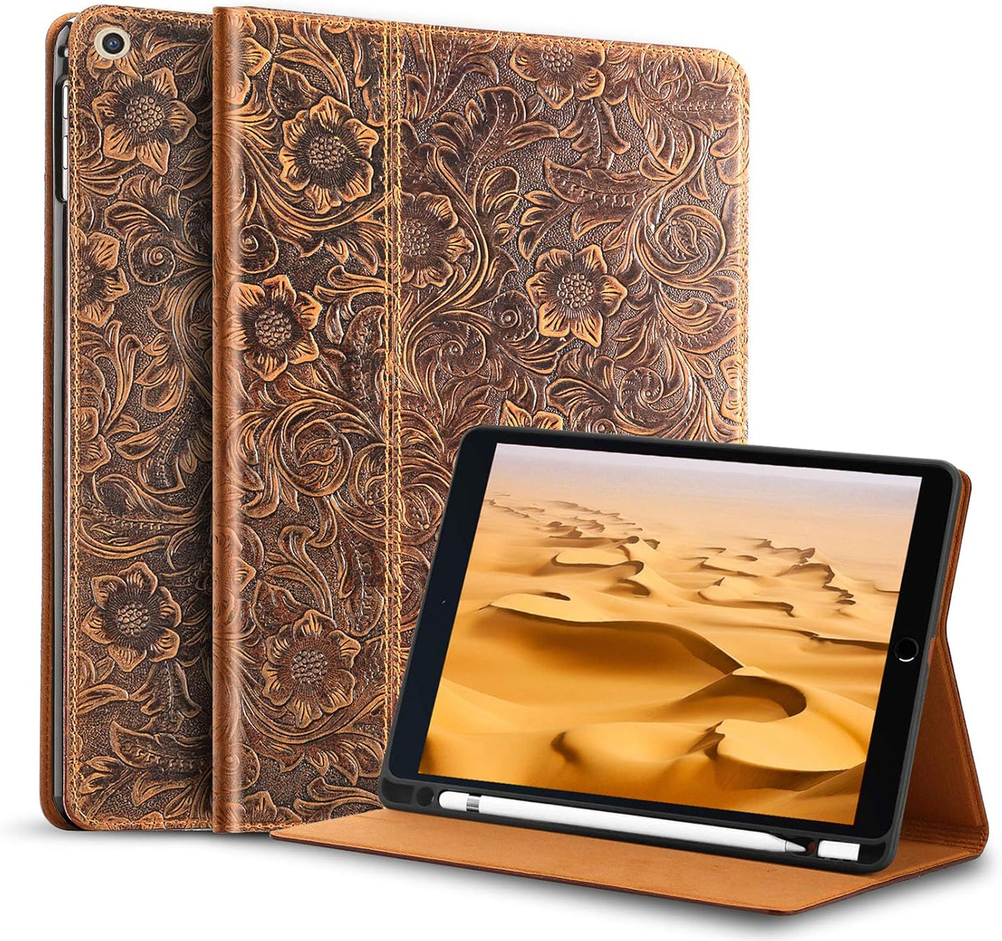 Gexmil Leather Case for iPad 10.2 inch with Pencil Holder