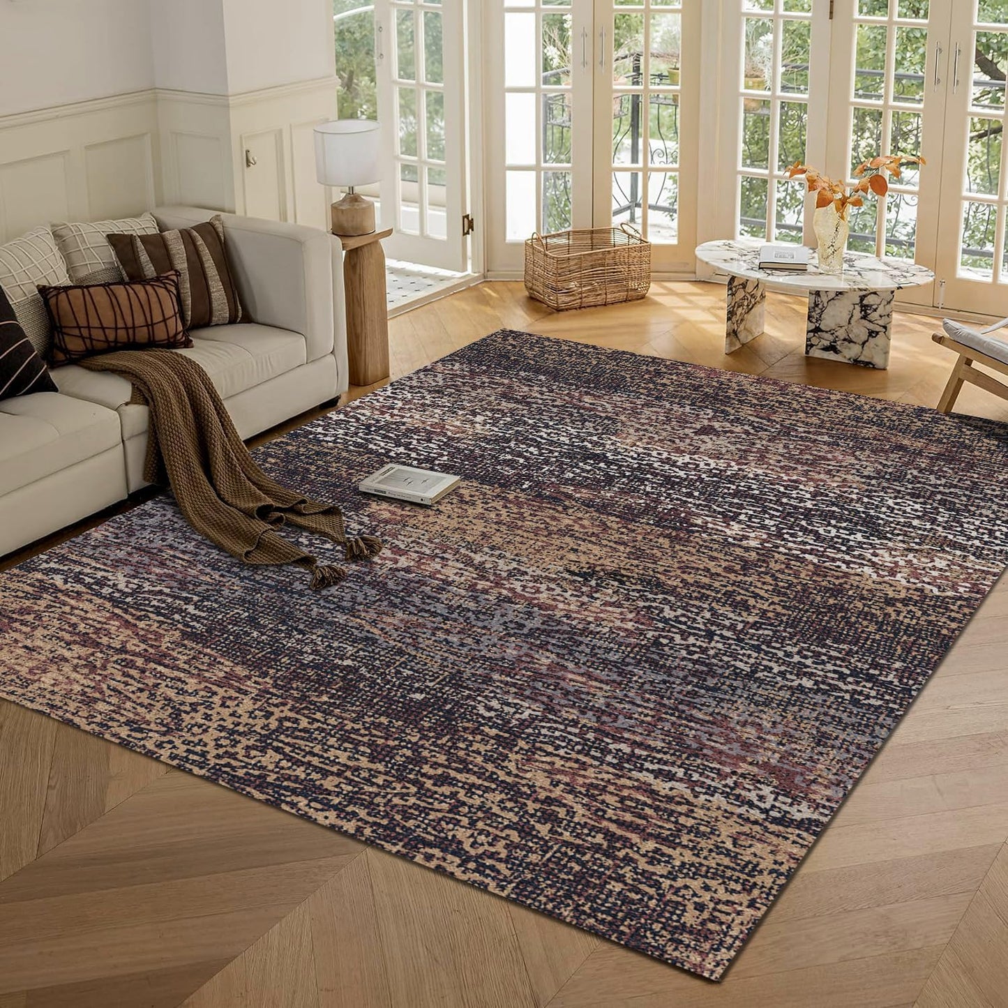Washable Area Rug - Vintage Charm for Living Room & Bedroom