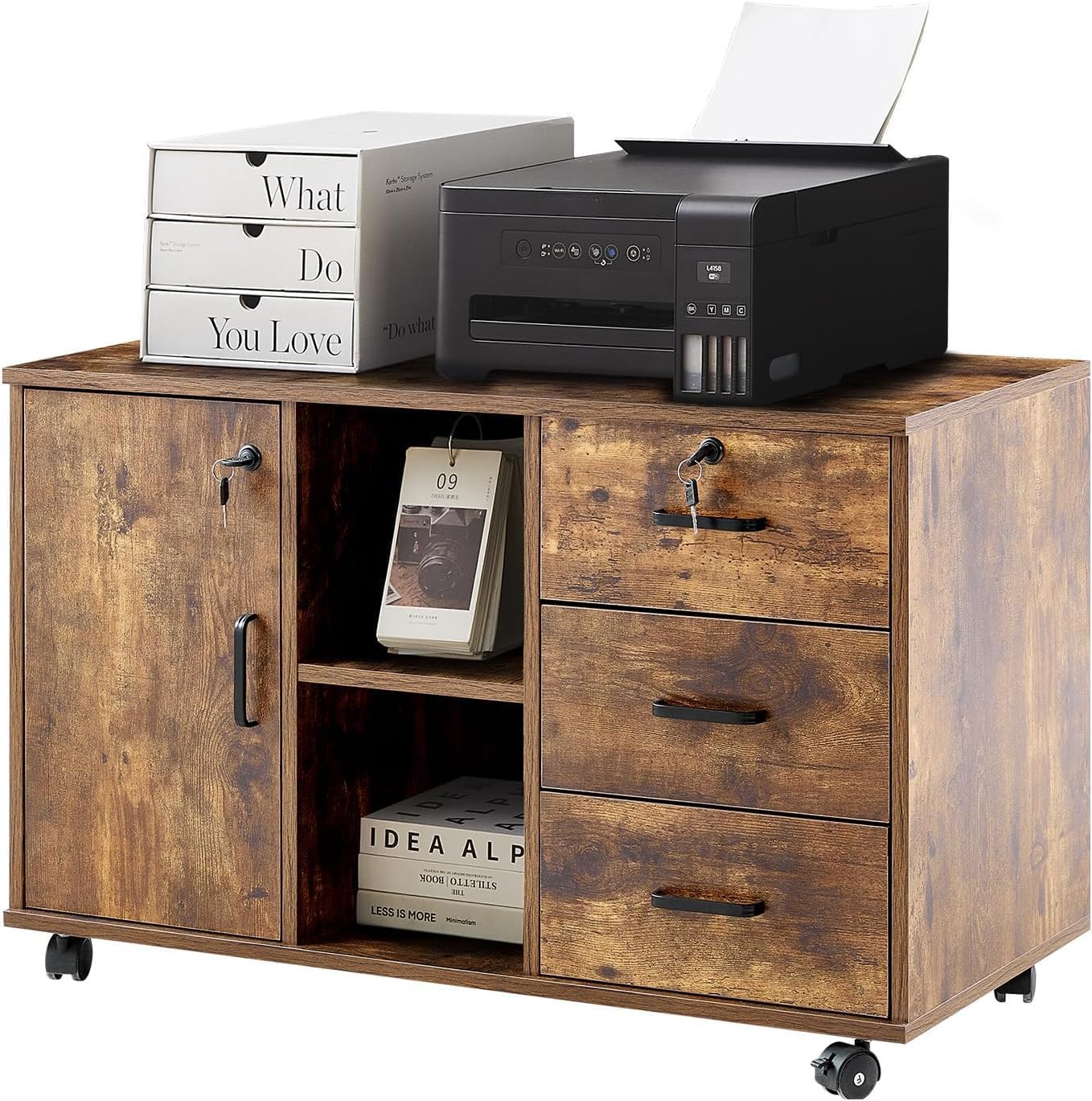 TUKAILAi Rustic Brown File Cabinet - Organize in Style!
