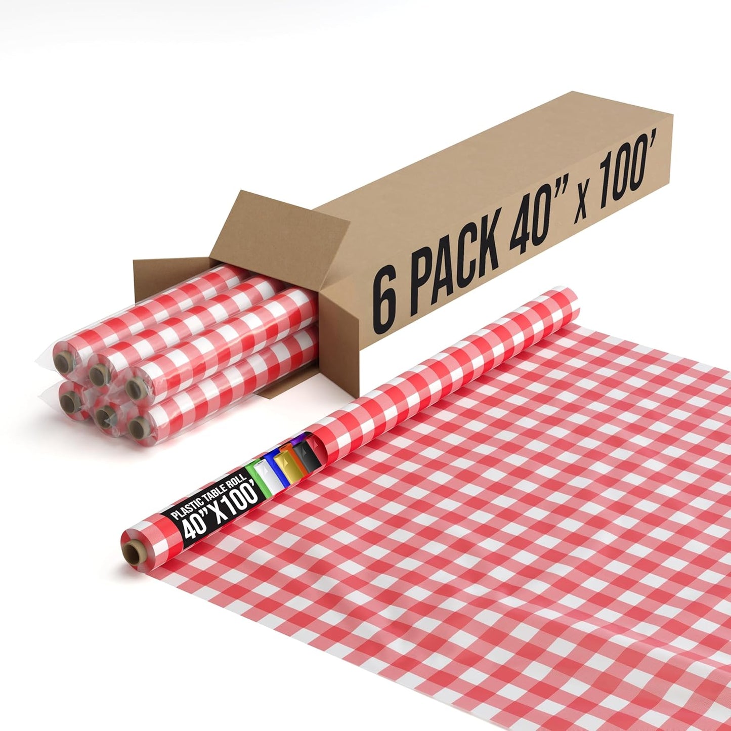 Red Gingham Plastic Table Cover Roll for All Occasions