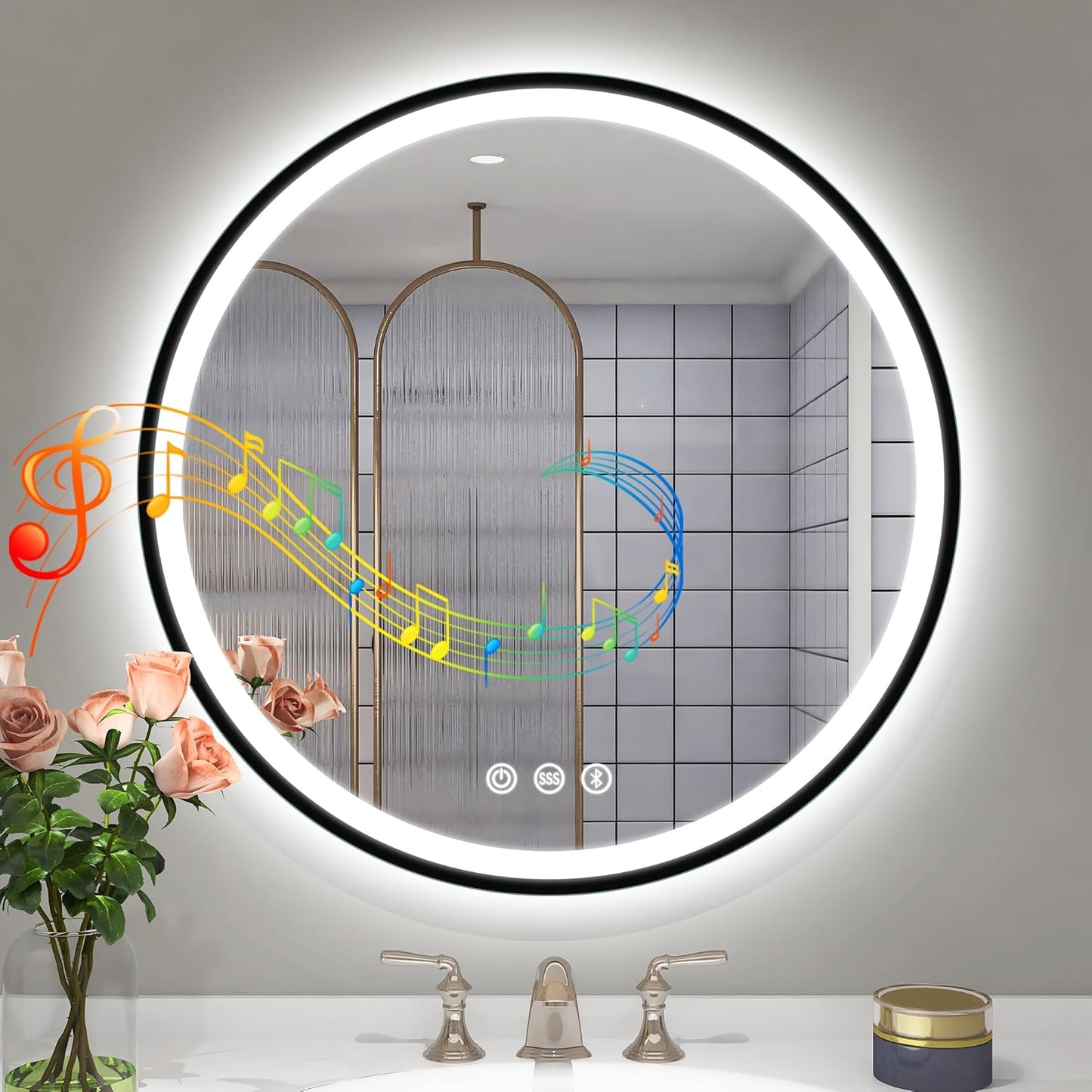 LED Bathroom Mirror with Lights and Bluetooth Speaker for Style
