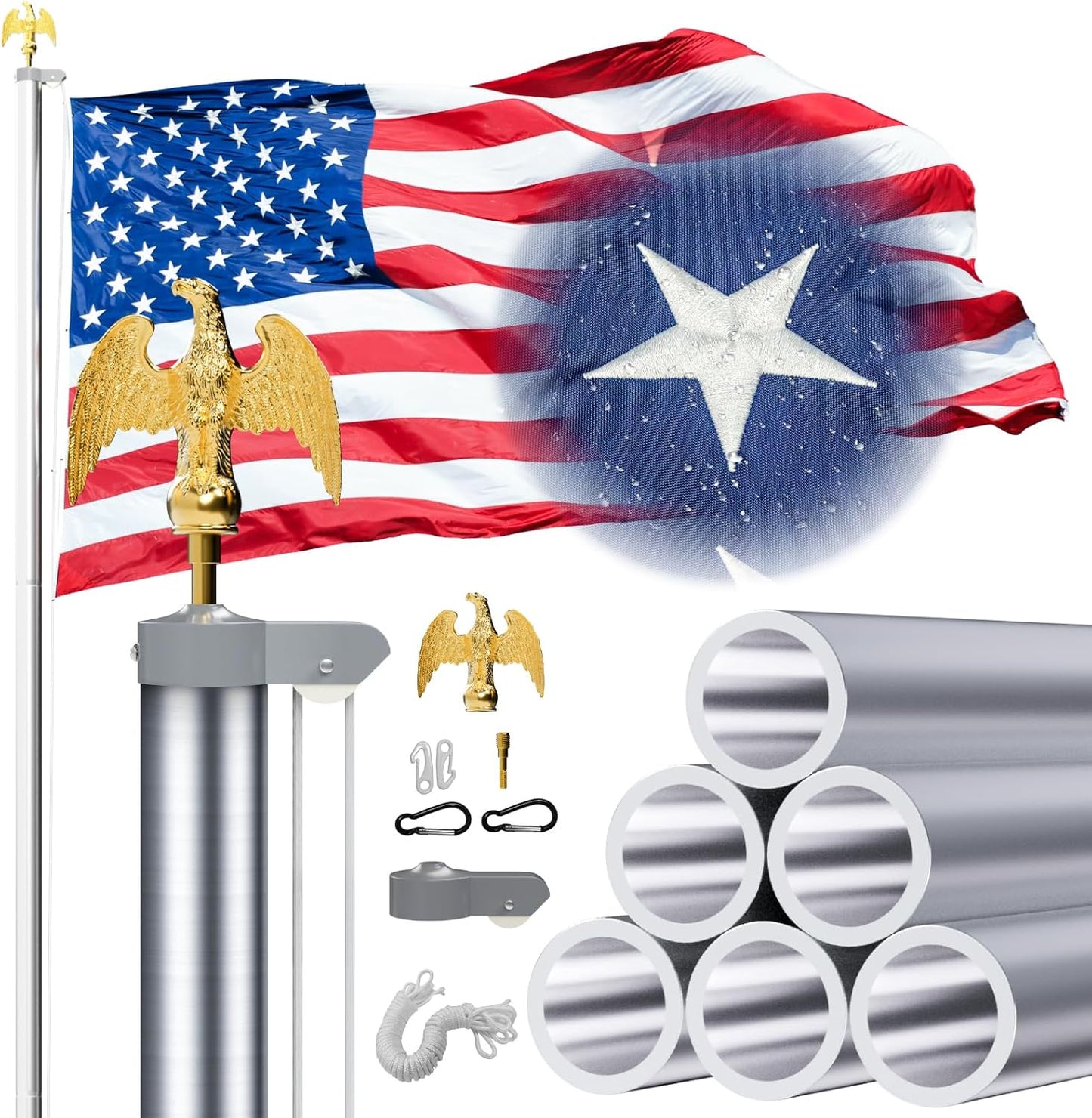 Heavy Duty 25 FT Flag Pole for Outdoor Use with Kit Included