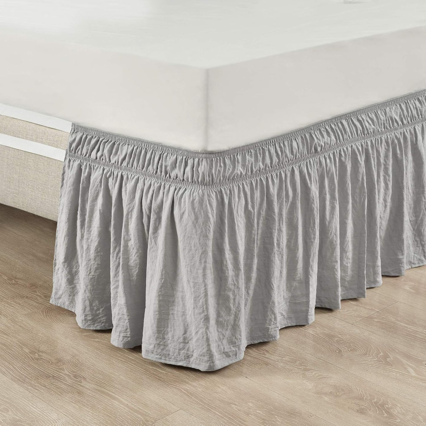 Lush Decor Ruched Ruffle Elastic Bedskirt for Queen/King Beds