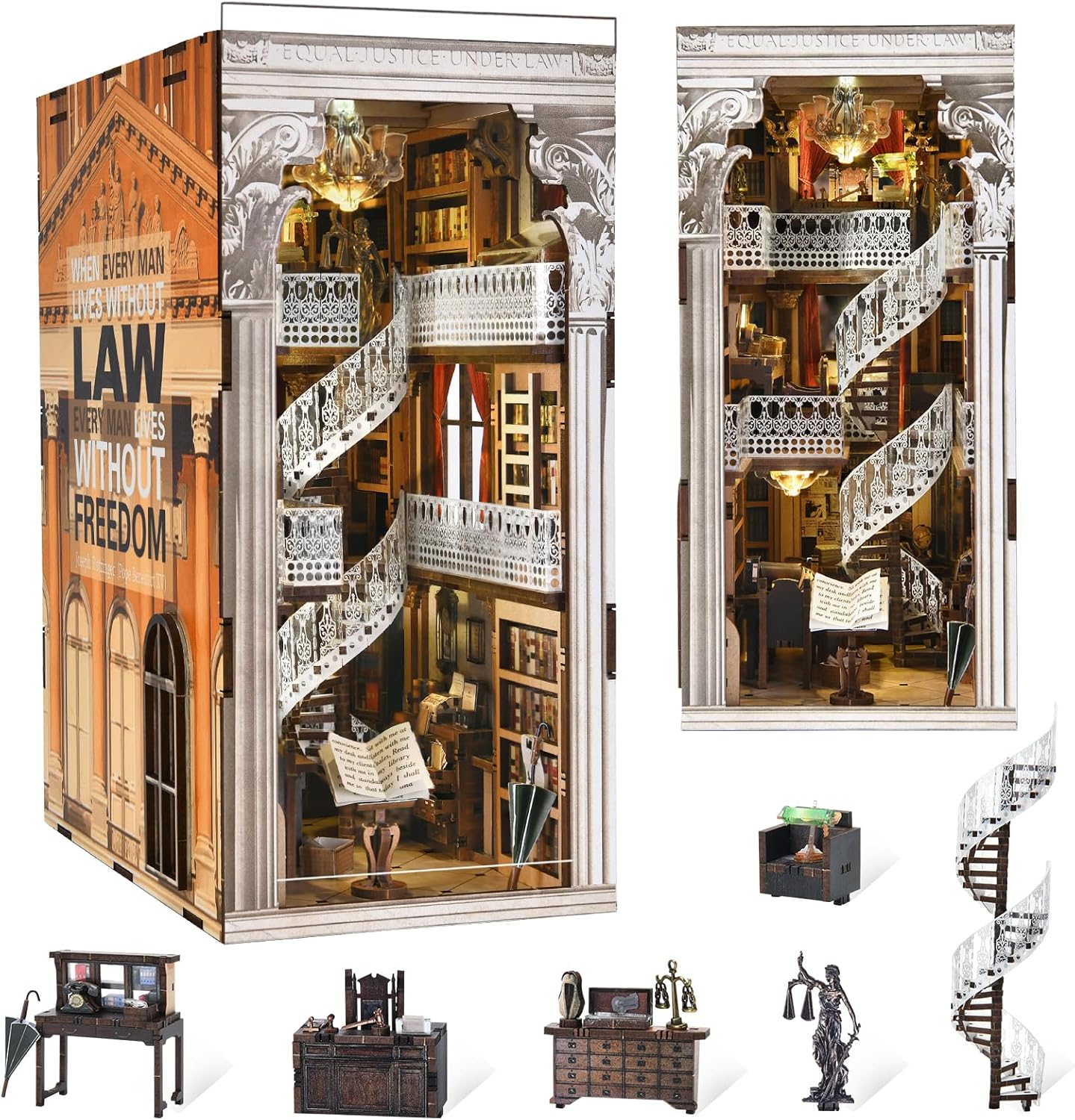 DIY Book Nook Kit for Adults with LED Light and Dust Cover