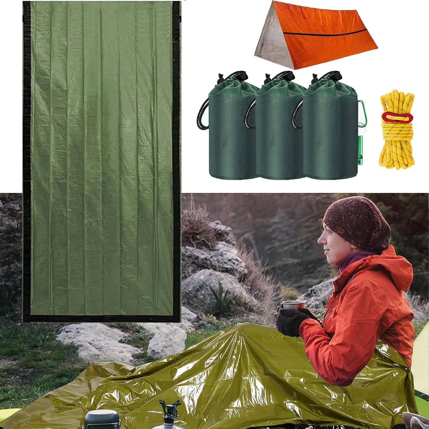 Pocket-Sized Thermal Emergency Sleeping Bags - 6 Pack