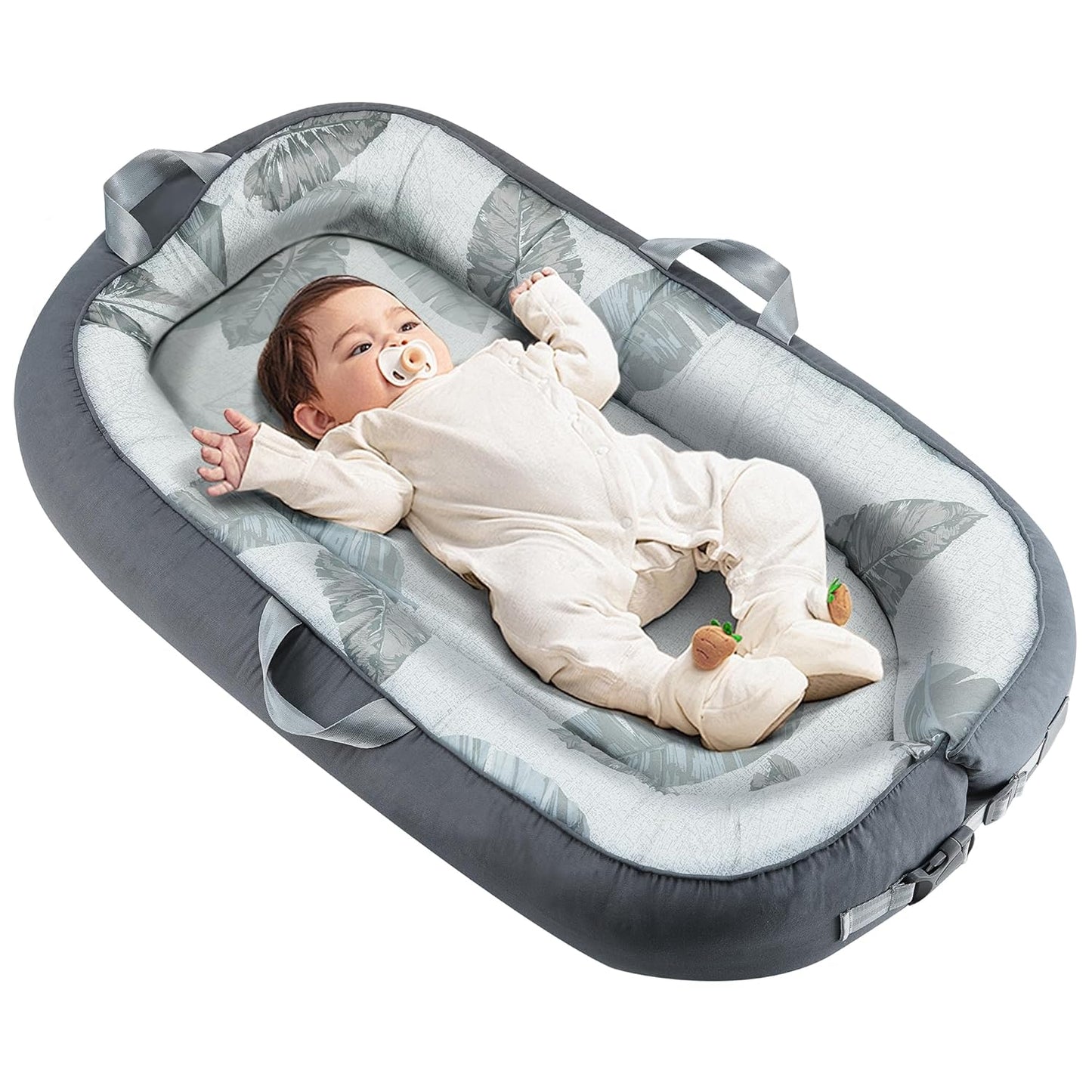 Portable Baby Lounger with Fitness Rack for Newborns 0-24 Months