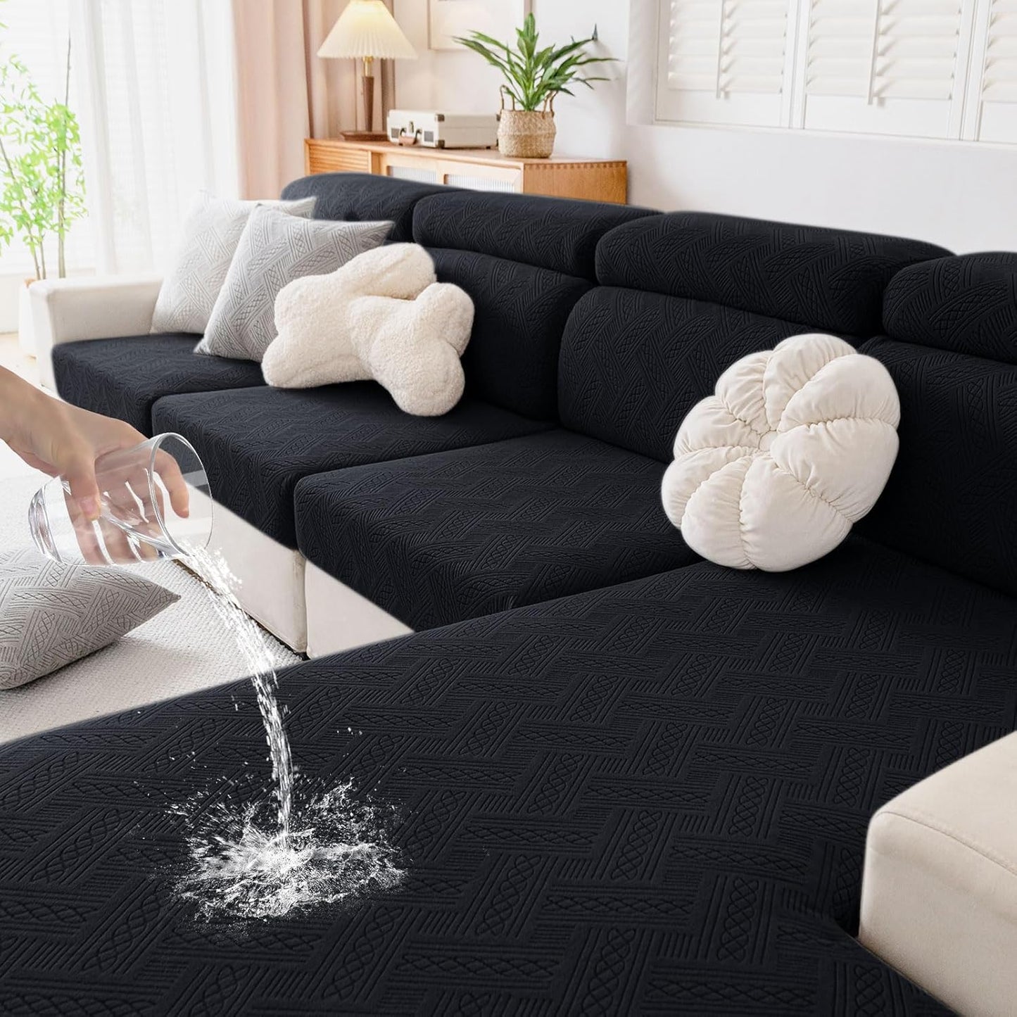 Hyha Waterproof Couch Cushion Covers for Sectional Sofa Use