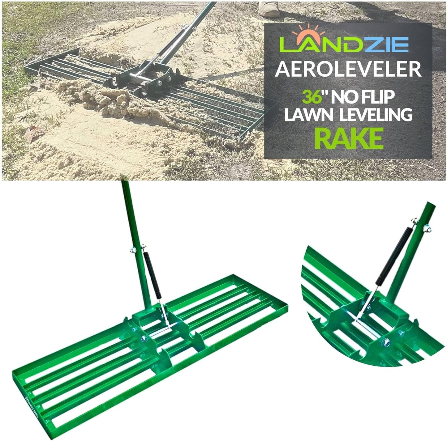 Landzie AeroLeveler - Innovative 36 Inch Lawn Leveling Rake
