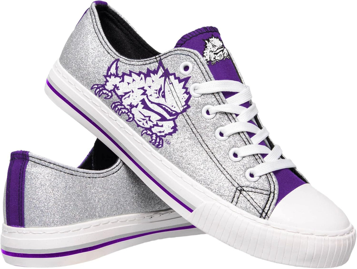 FOCO Women's NCAA College Team Logo Glitter Fashion Sneakers