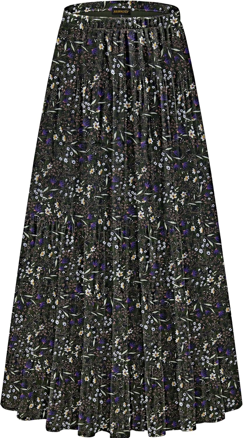NASHALYLY Women's Chiffon High Waist Pleated Maxi Skirt Review