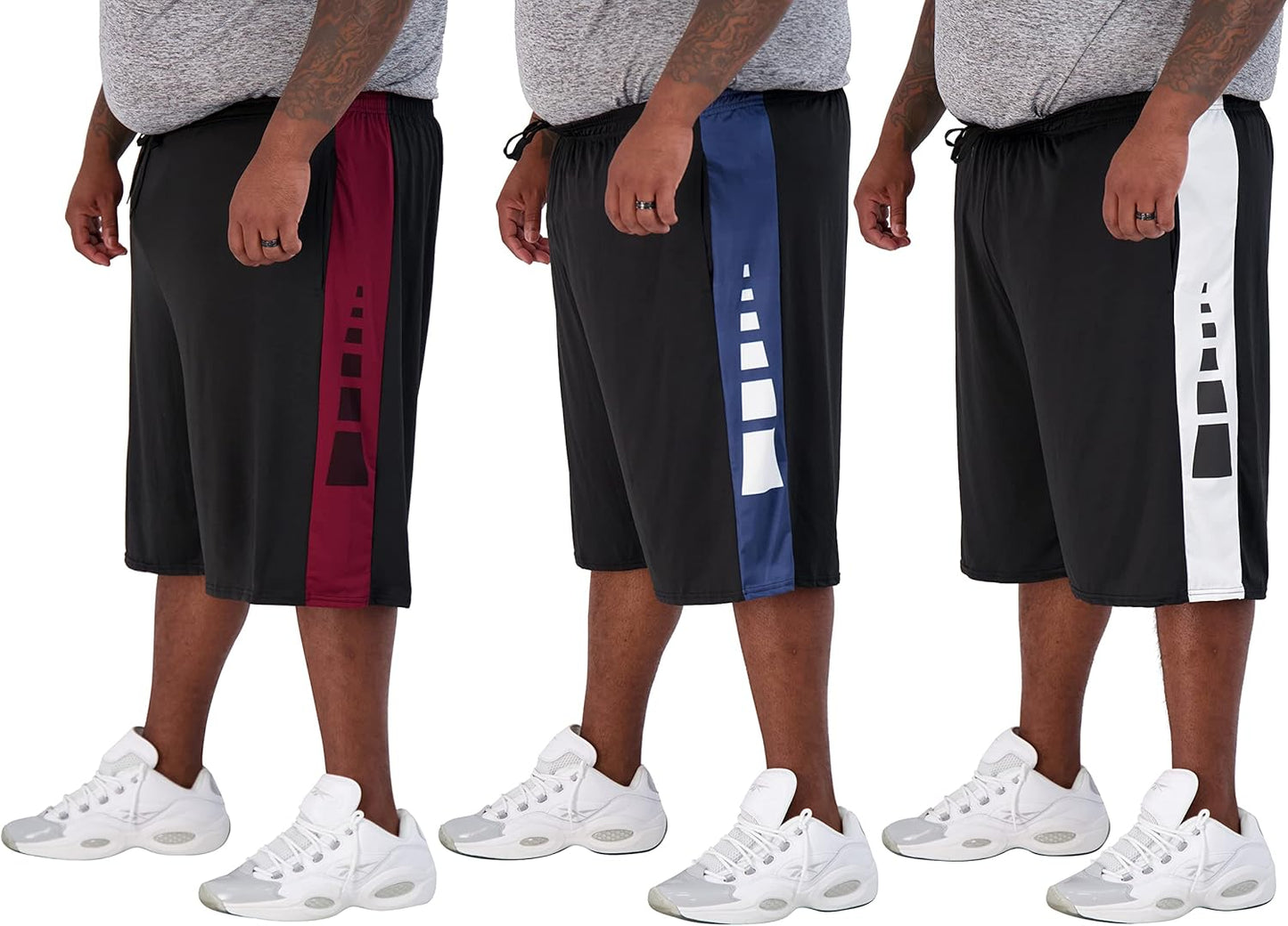 Real Essentials Men's Big & Tall 3-Pack Dry Fit Athletic Shorts