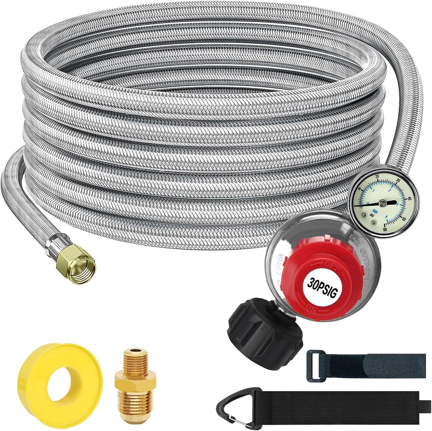 0-30 PSI High-Pressure Adjustable Propane Regulator with Gauge