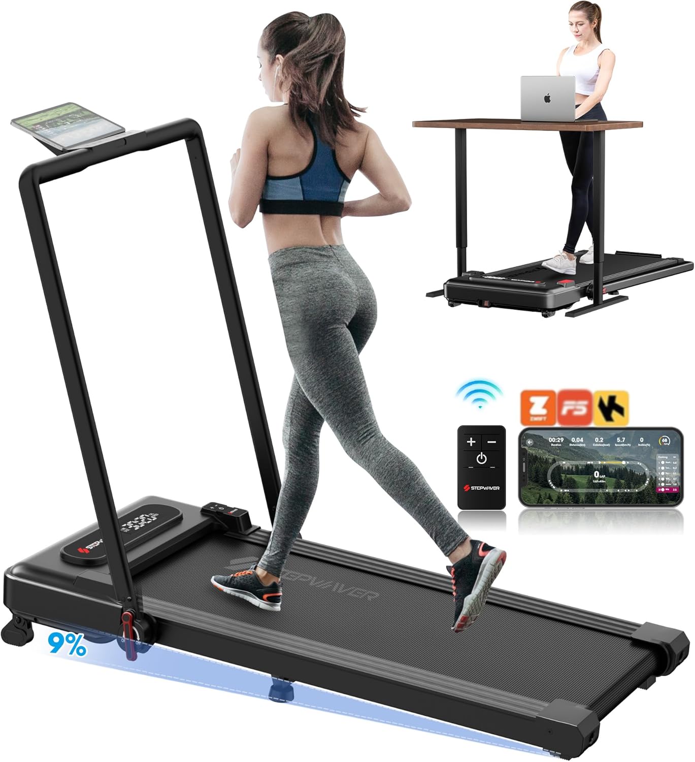 Stepwaver: Foldable Walking Pad with Wide Belt & App Control