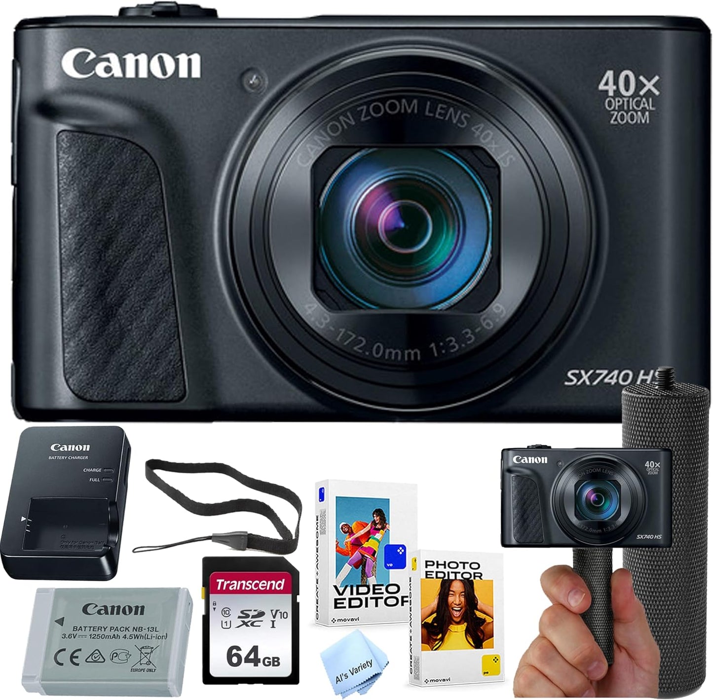 Canon Powershot SX740 HS Digital Camera with 64GB Memory Bundle