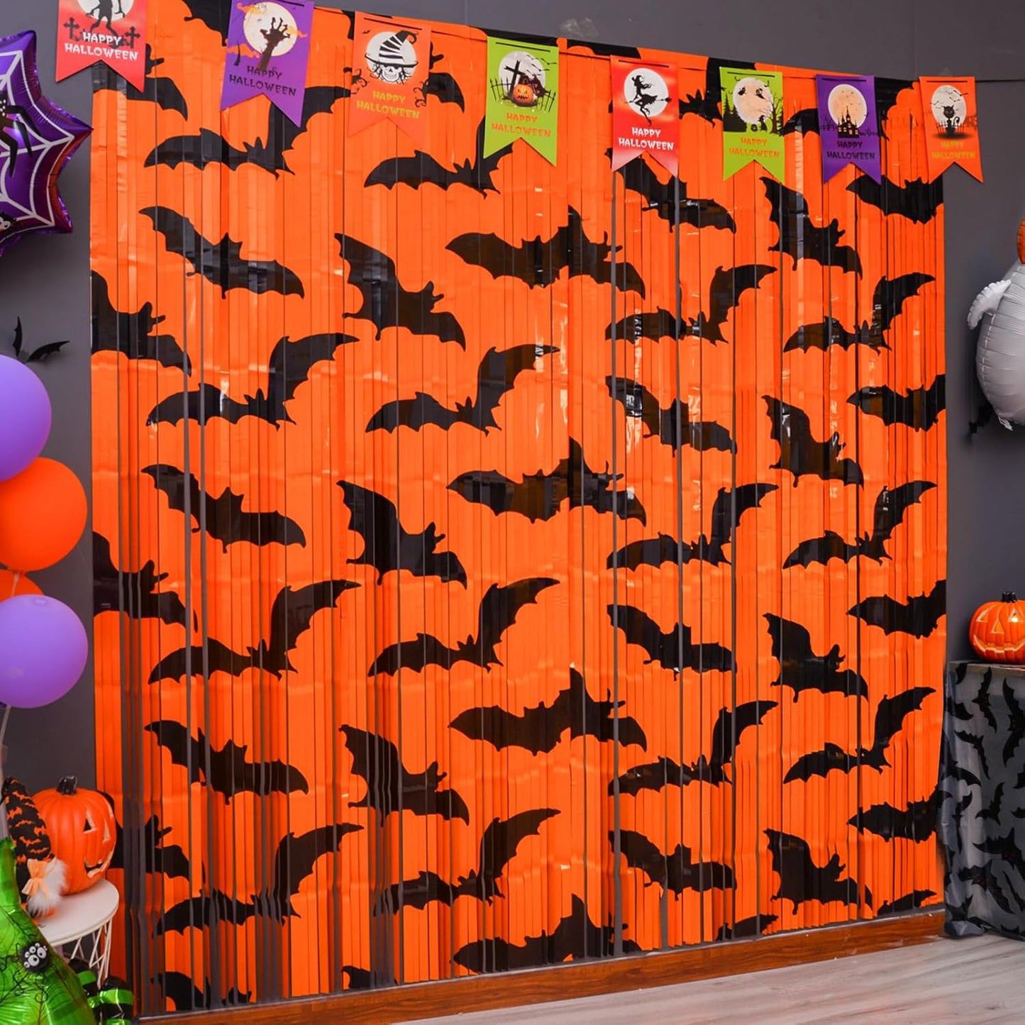 Mega-L Halloween Party Pack: Bat Props & Foil Curtains