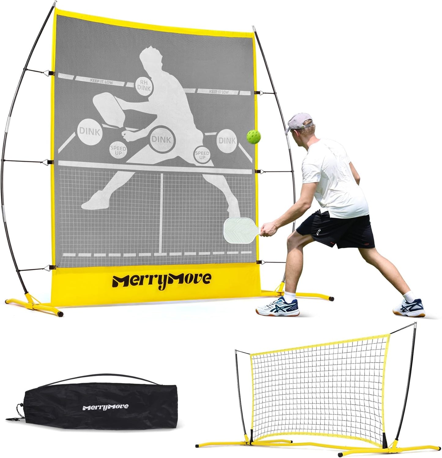 Pickleball Practice Rebounder Net for Solo and Partner Training