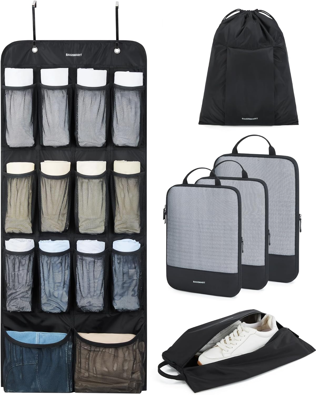 BAGSMART Hanging Compression Packing Cubes for Travel Ease