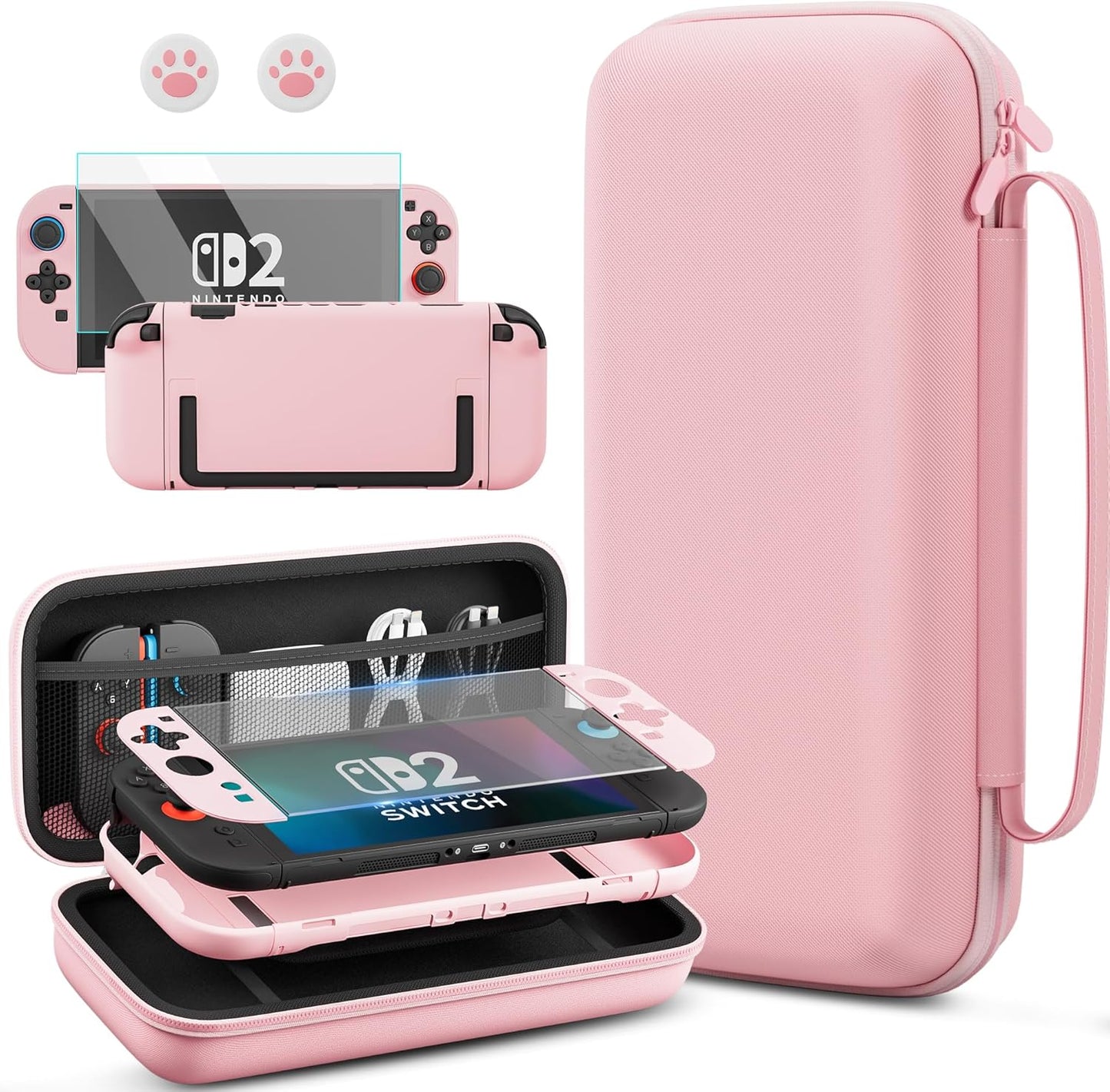 PAWDIARY Pink Carrying Travel Case for Nintendo Switch 2 2025