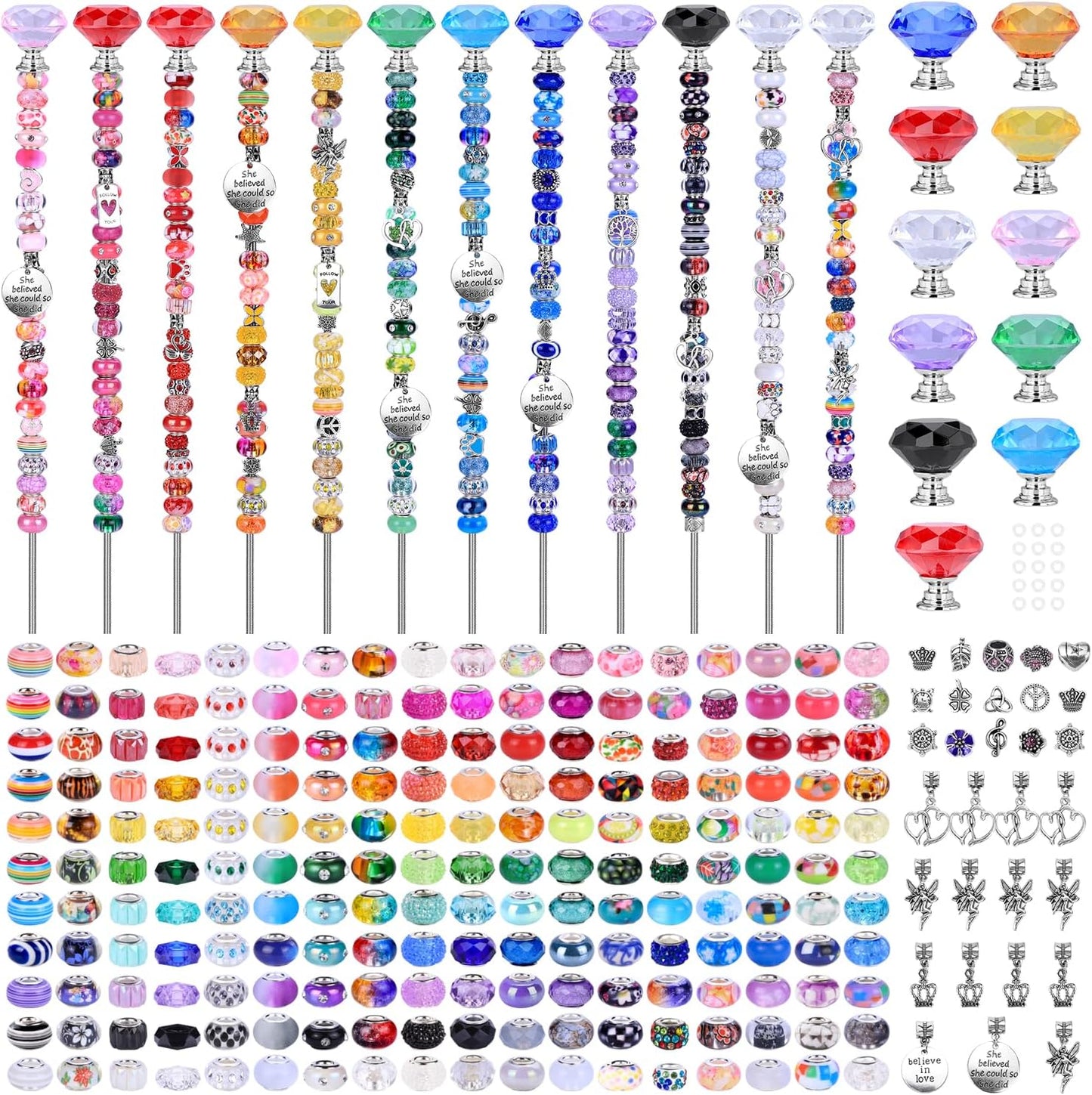 DIY Fairy Wand Garden Stakes Kit with Colorful Beads and Crystals