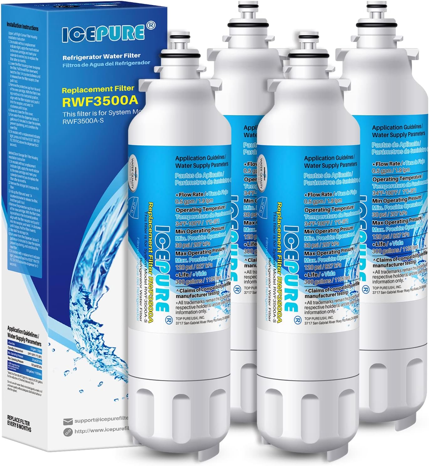 ICEPURE Refrigerator Water Filter Replacement for LG LT800P Models