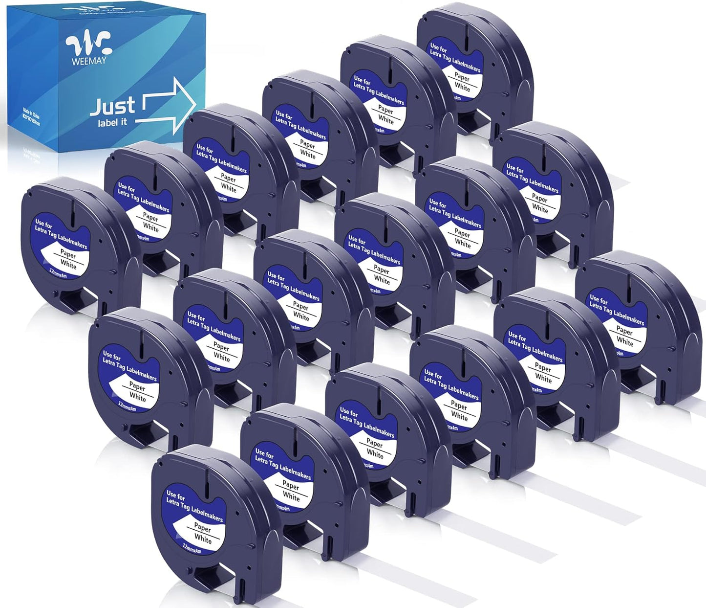 Weemay 18 Pack Paper Label Cassette Replacement for Dymo Letratag