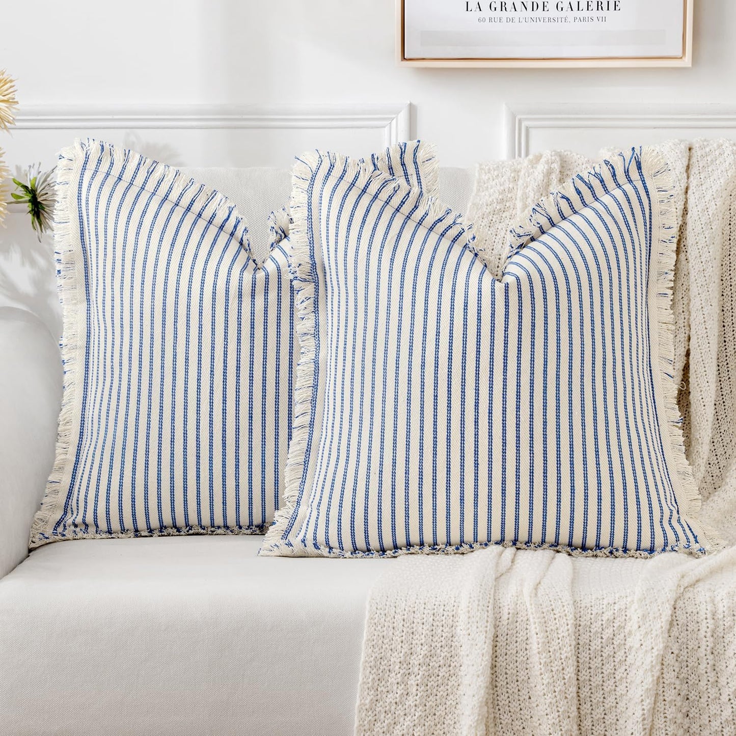 MIULEE Royal Blue Pillow Covers for Chic Farmhouse Decor