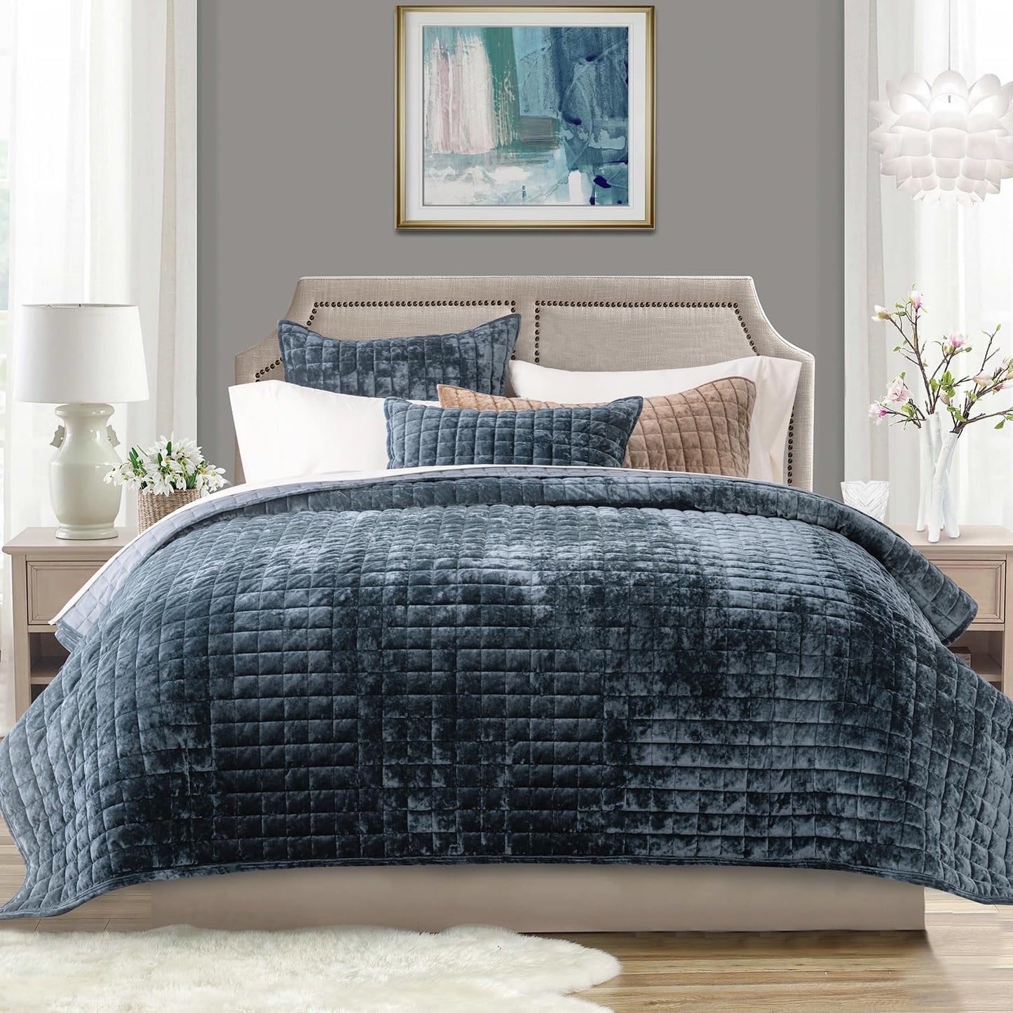 RECYCO Luxury Velvet Quilt Set King Size for Elegant Bedding