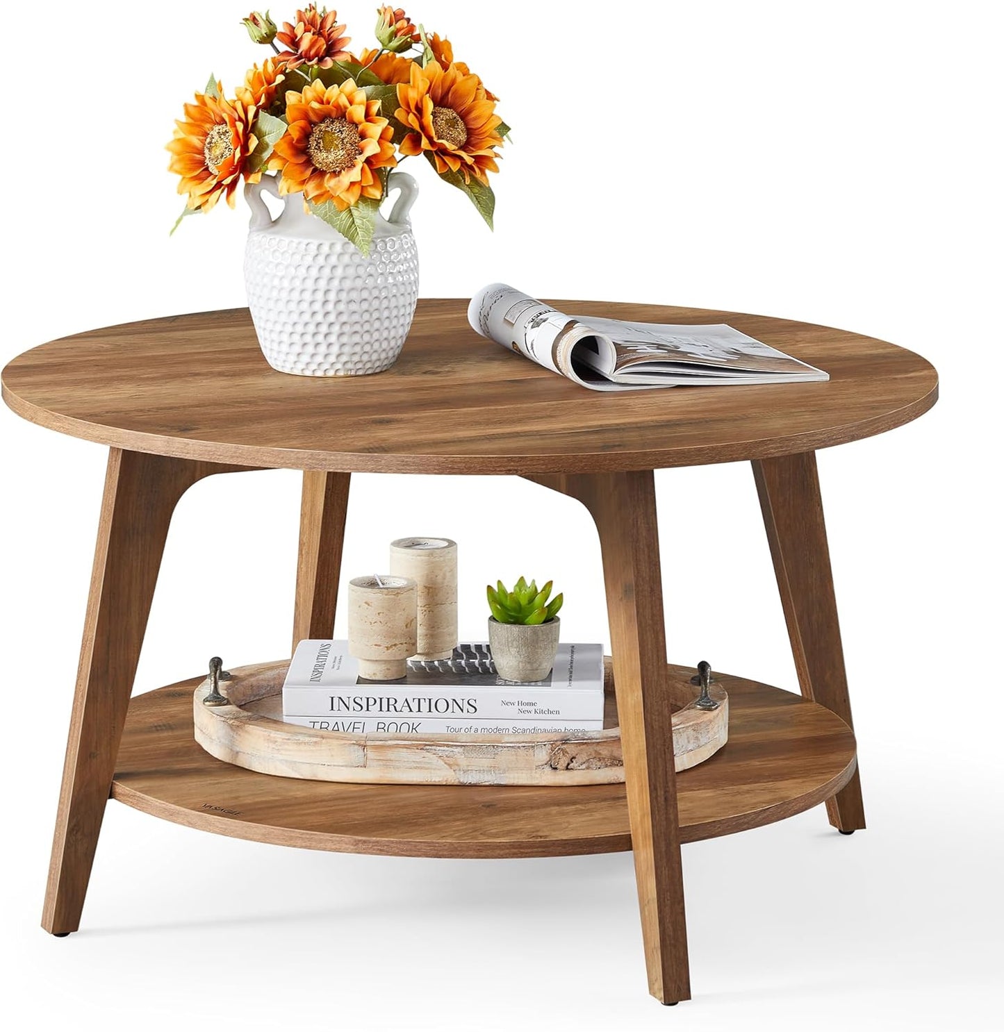 VASAGLE Round Coffee Table with Storage - Stylish & Easy Assembly!