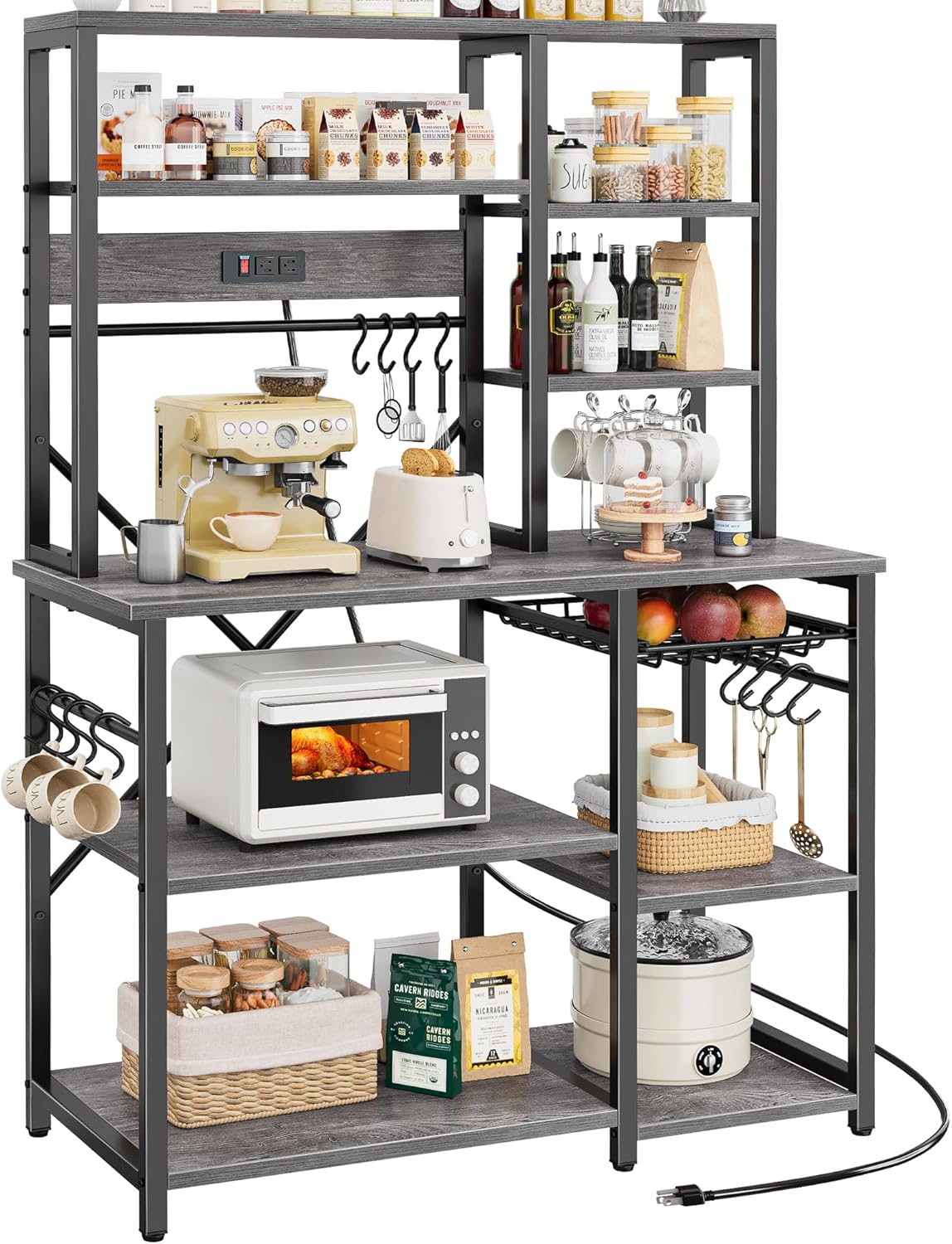 Stylish 6-Tier Baker's Rack w/ Power Outlets
