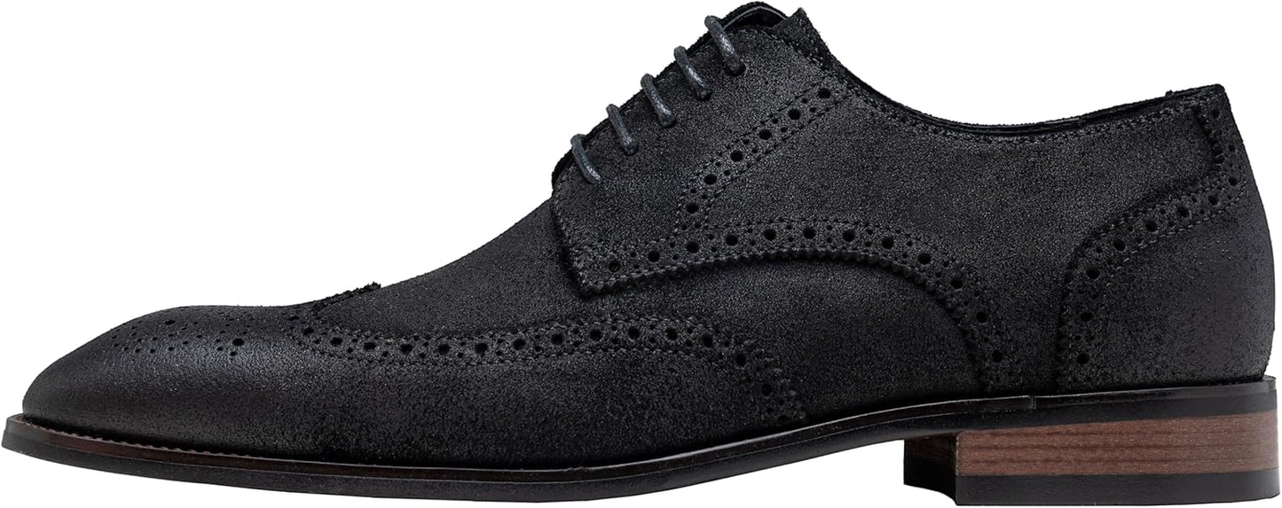 Jousen Men's Dress Shoes Leather Wingtip Oxford for Formal Events