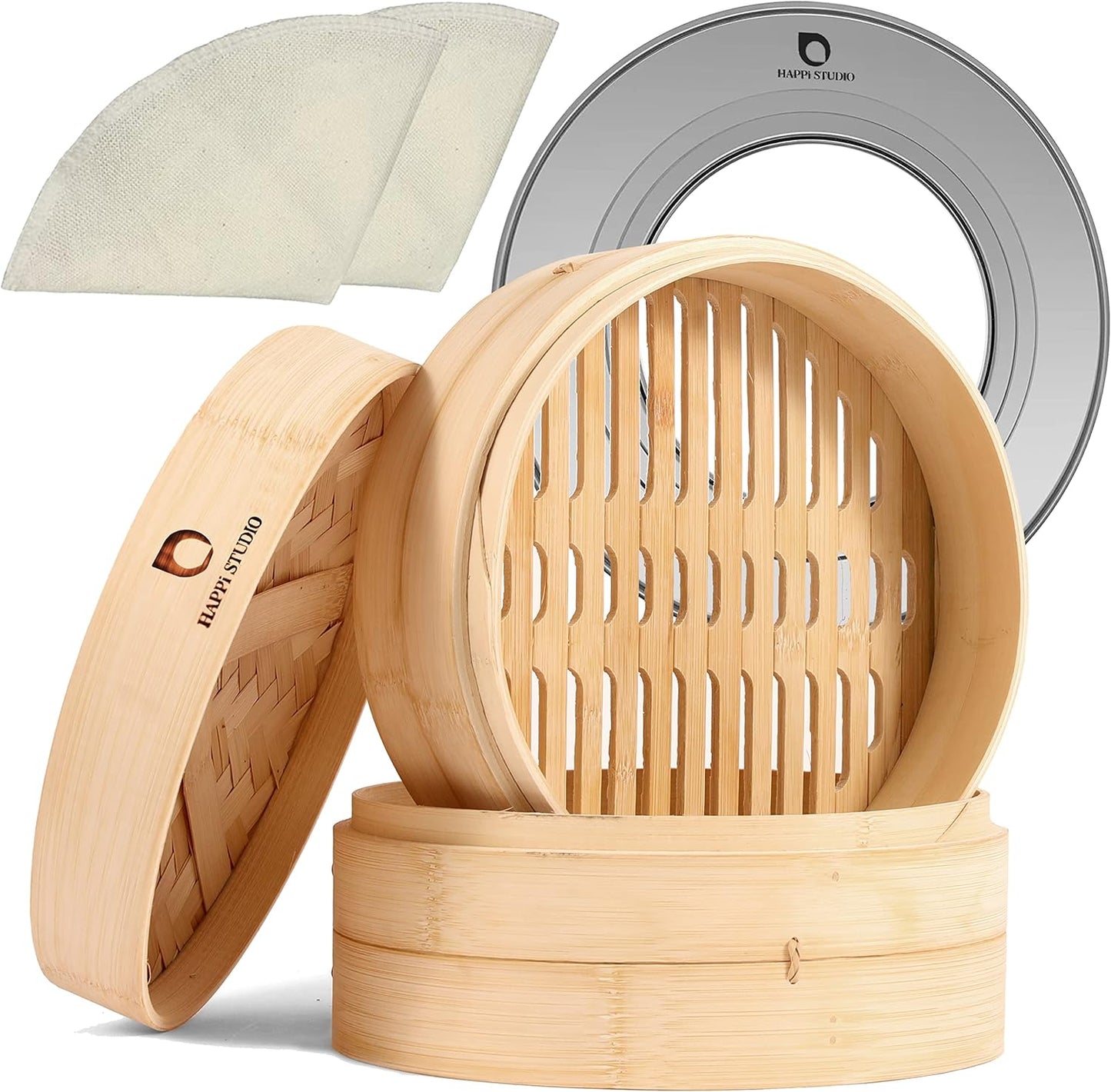 2-Tier Bamboo Dumpling Steamer - Authentic Dim Sum