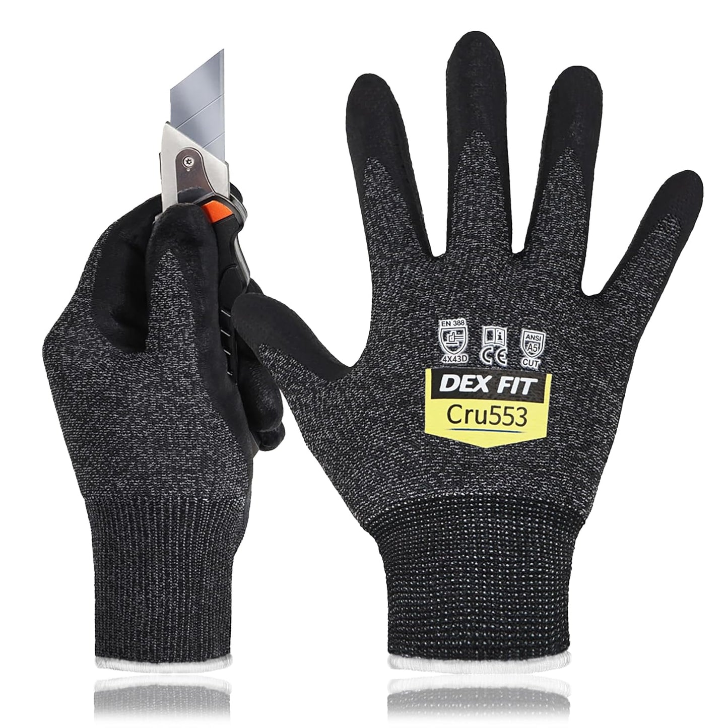 DEX FIT Cut Resistant Gloves - Comfort Fit, Firm Grip, Touchscreen Compatible