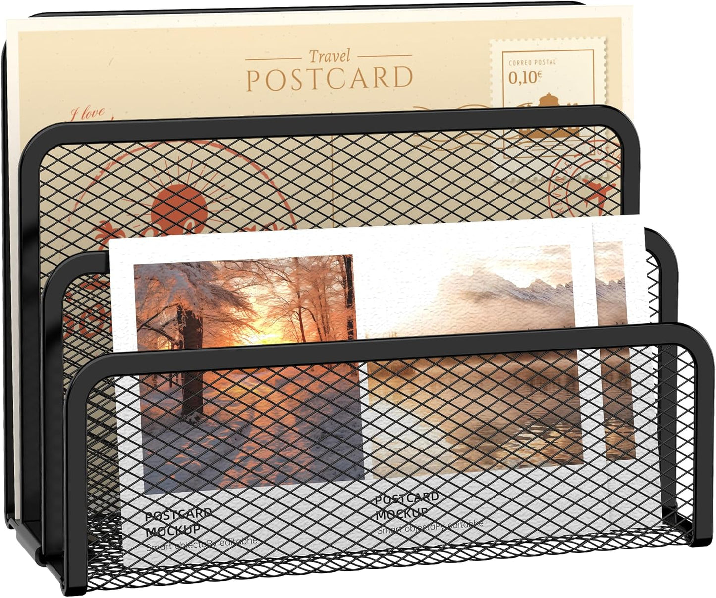 3-Slot Mesh Mail Organizer - Efficient Desk Storage