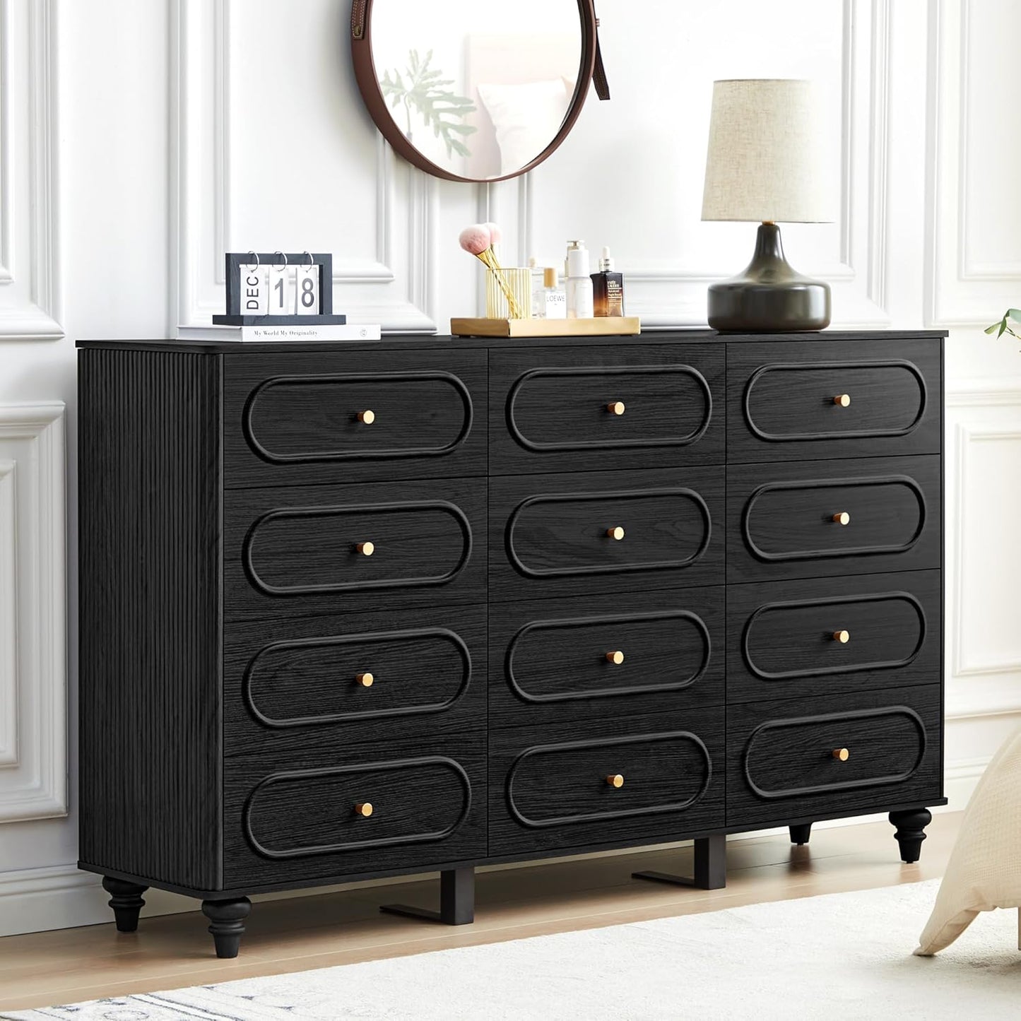 12 Drawer Fluted Dresser for Bedroom, Modern Storage Solution