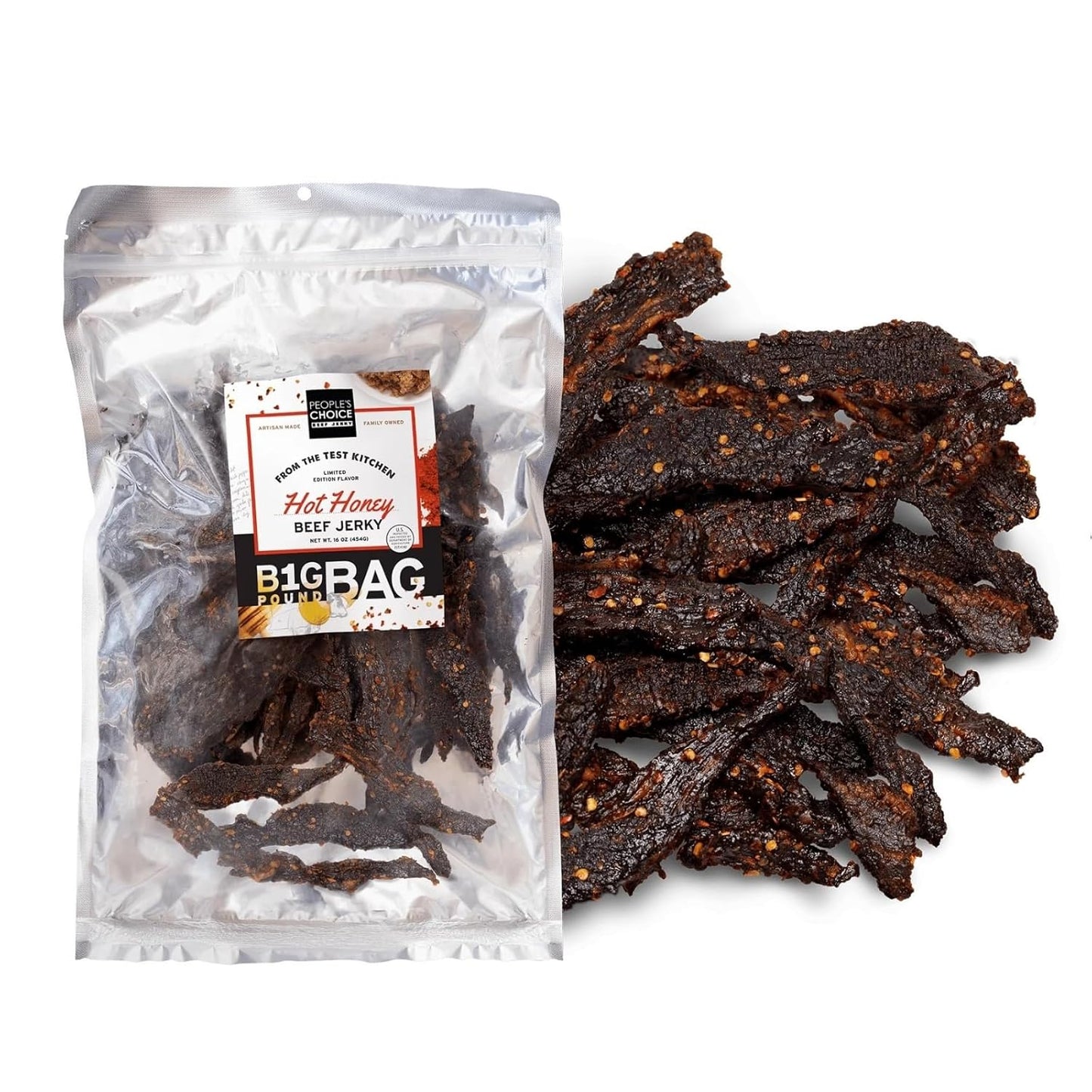 Peoples Choice Beef Jerky Hot Honey Sweet & Spicy Flavor 1 Pound