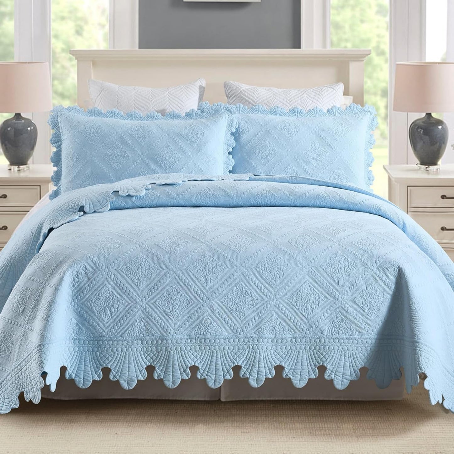 MarCielo 3-Piece Cotton Oversized Bedspread for Cozy Comfort
