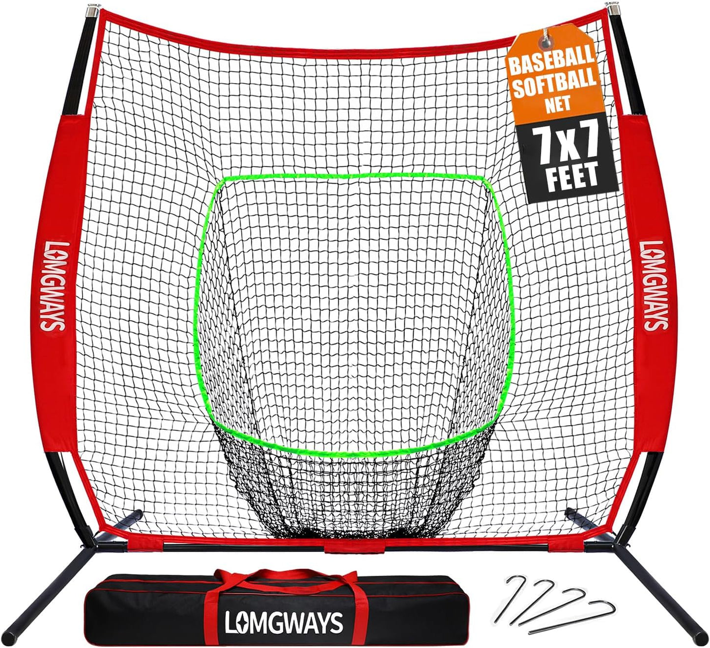 7x7ft Baseball Softball Net for Batting and Pitching Practice