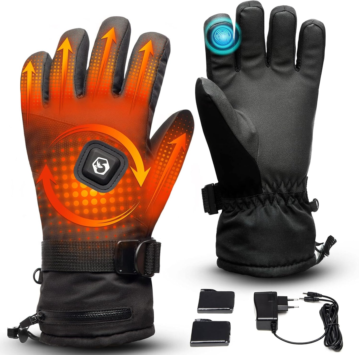 Foxelli Heated Gloves - 3 Heat, Touchscreen, Waterproof