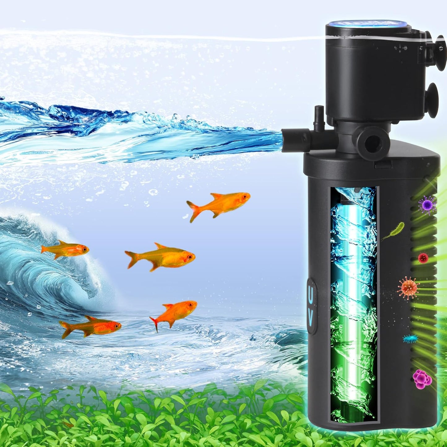 COOSPIDER Aquarium Filter for 10-45 Gallon Tanks - 158GPH