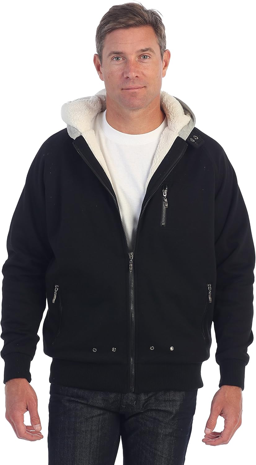 Gioberti Men's Soft Heavyweight Sherpa Lined Fleece Hoodie Jacket