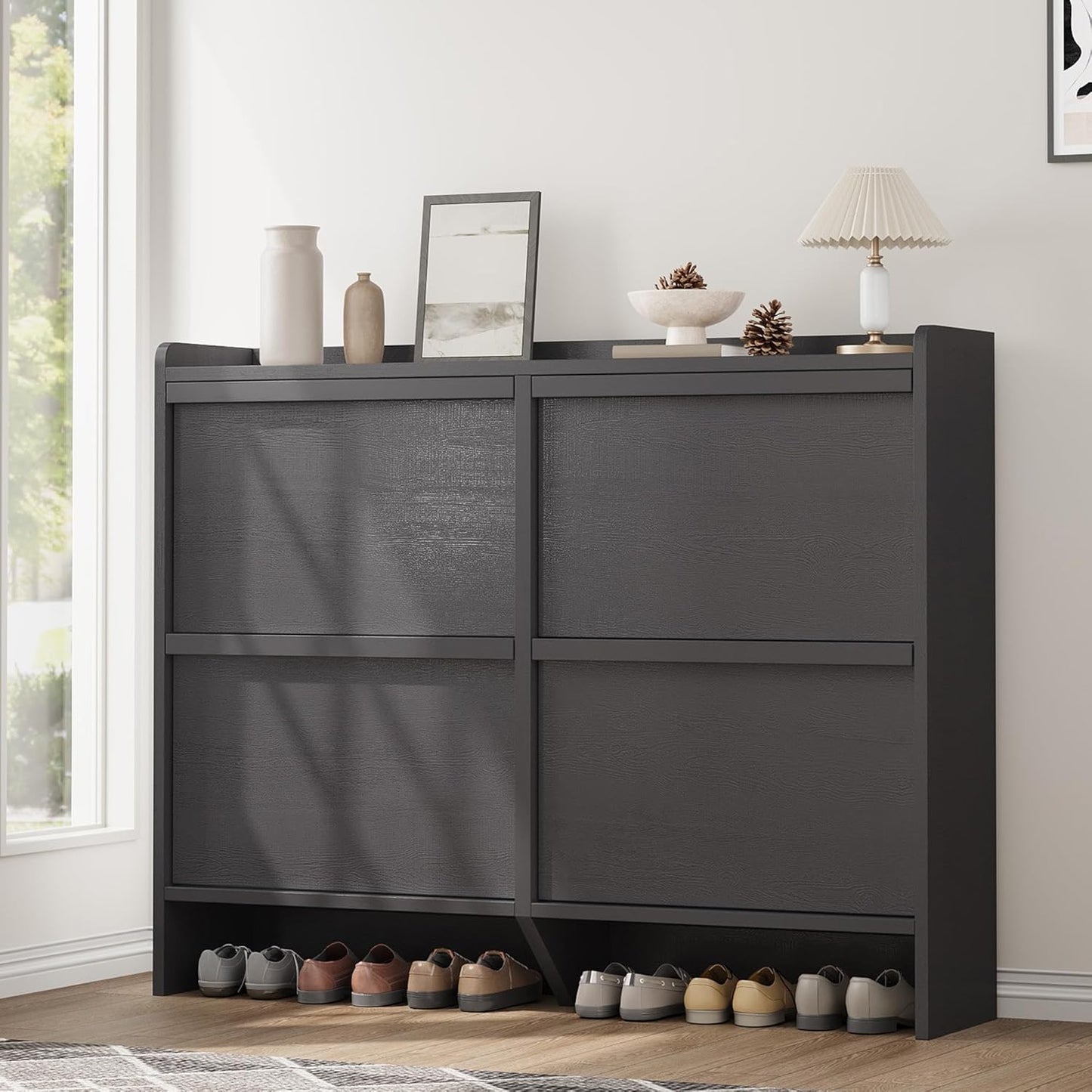 GarveeHome Shoe Cabinet with 4 Flip Drawers for Entryway