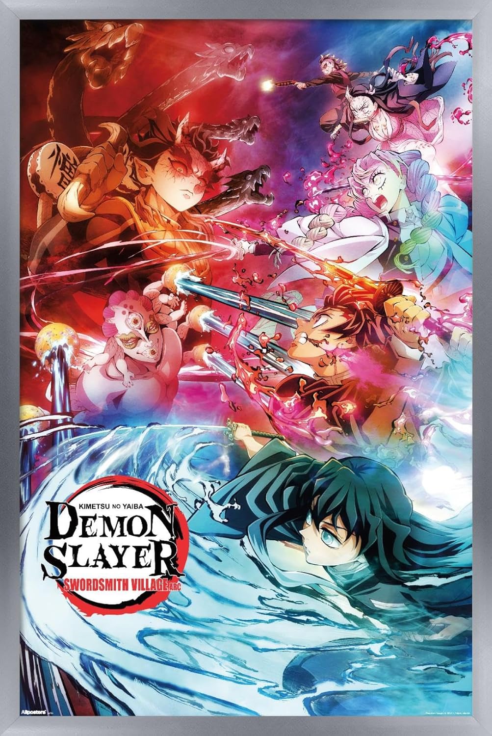 Demon Slayer Swordsmith Village Wall Poster - Silver Framed Art
