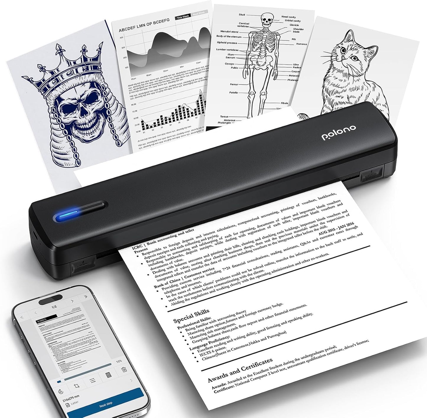 POLONO Portable Thermal Printer for Travel & Office