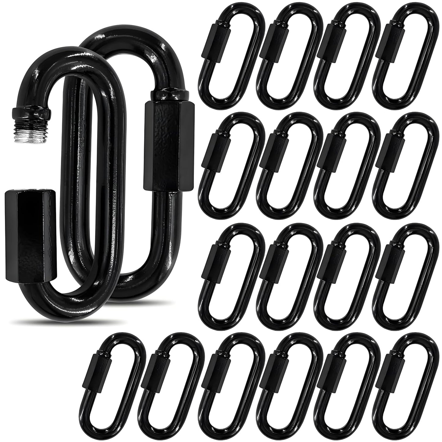 3.5 Black Chain Quick Link Set of 20 for Heavy Duty Use