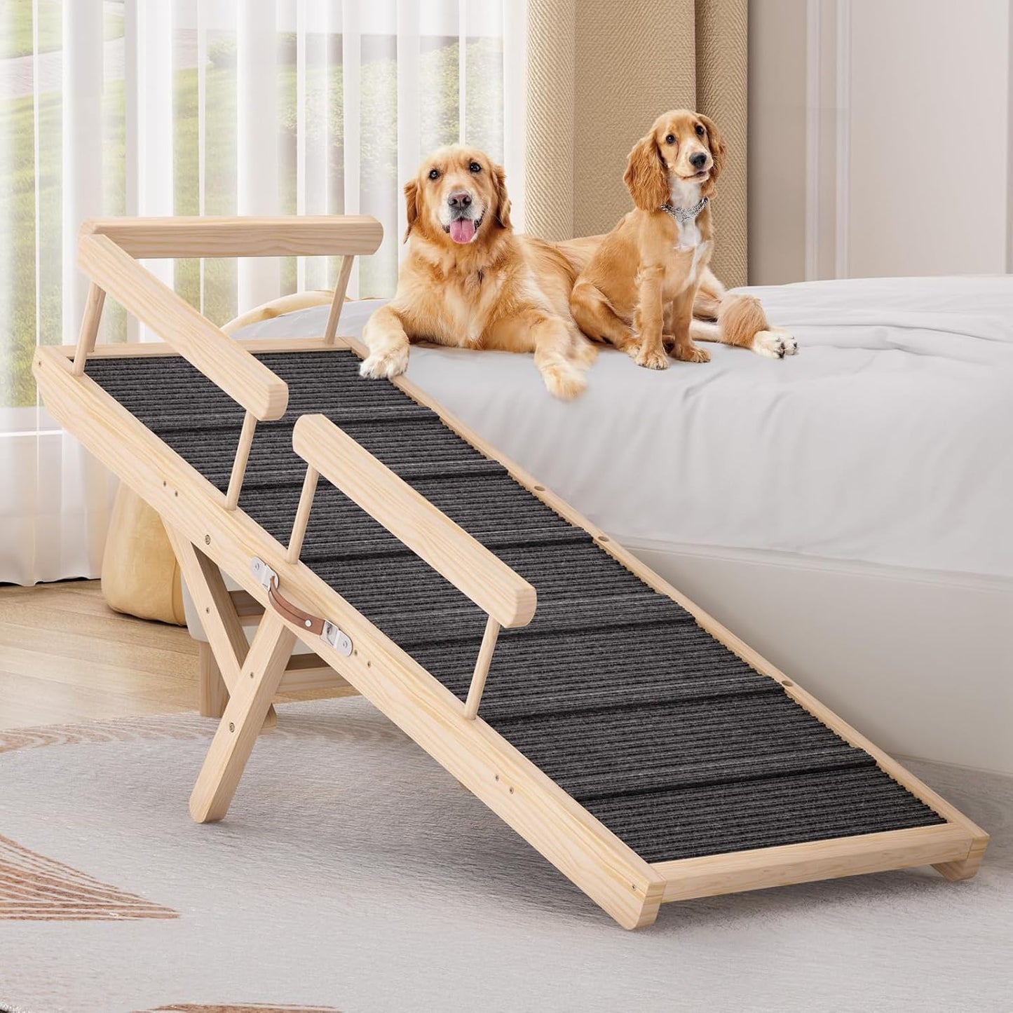 Tresbro Dog Ramp for Bed - Adjustable 6 Level Ramp for Dogs