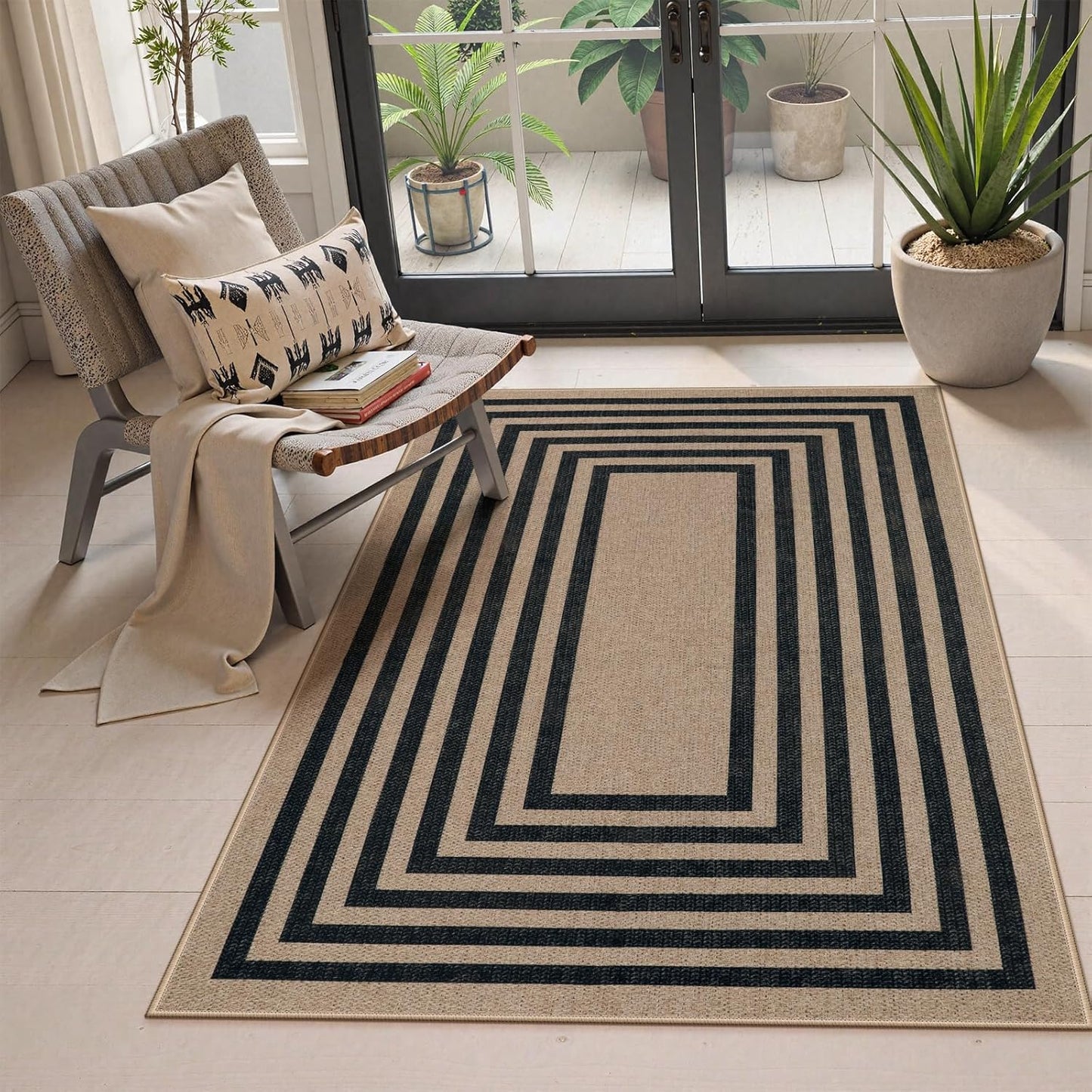 Lahome Modern Geometric Easy Jute Outdoor Rug for Any Space