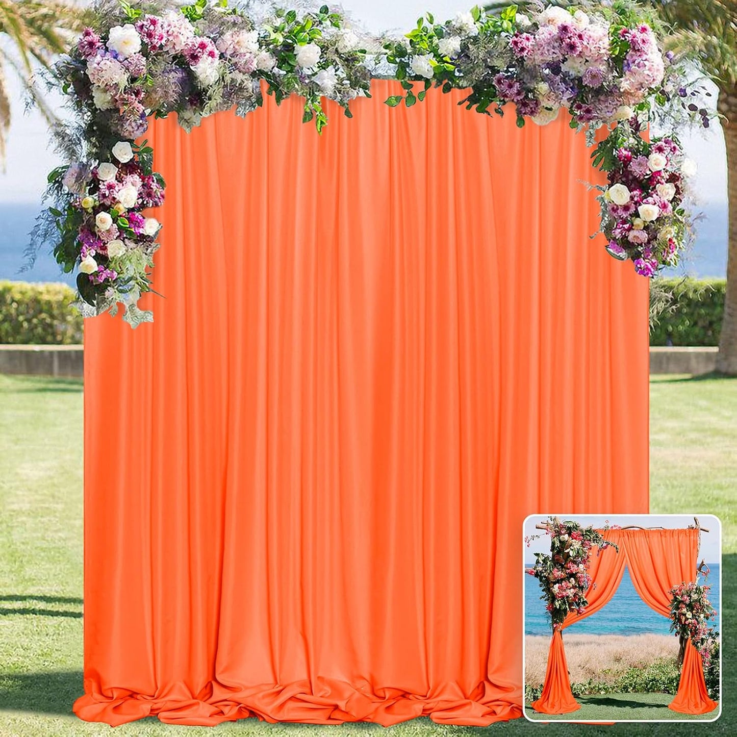 MYSKY HOME Orange Backdrop Curtains for Elegant Weddings & Parties