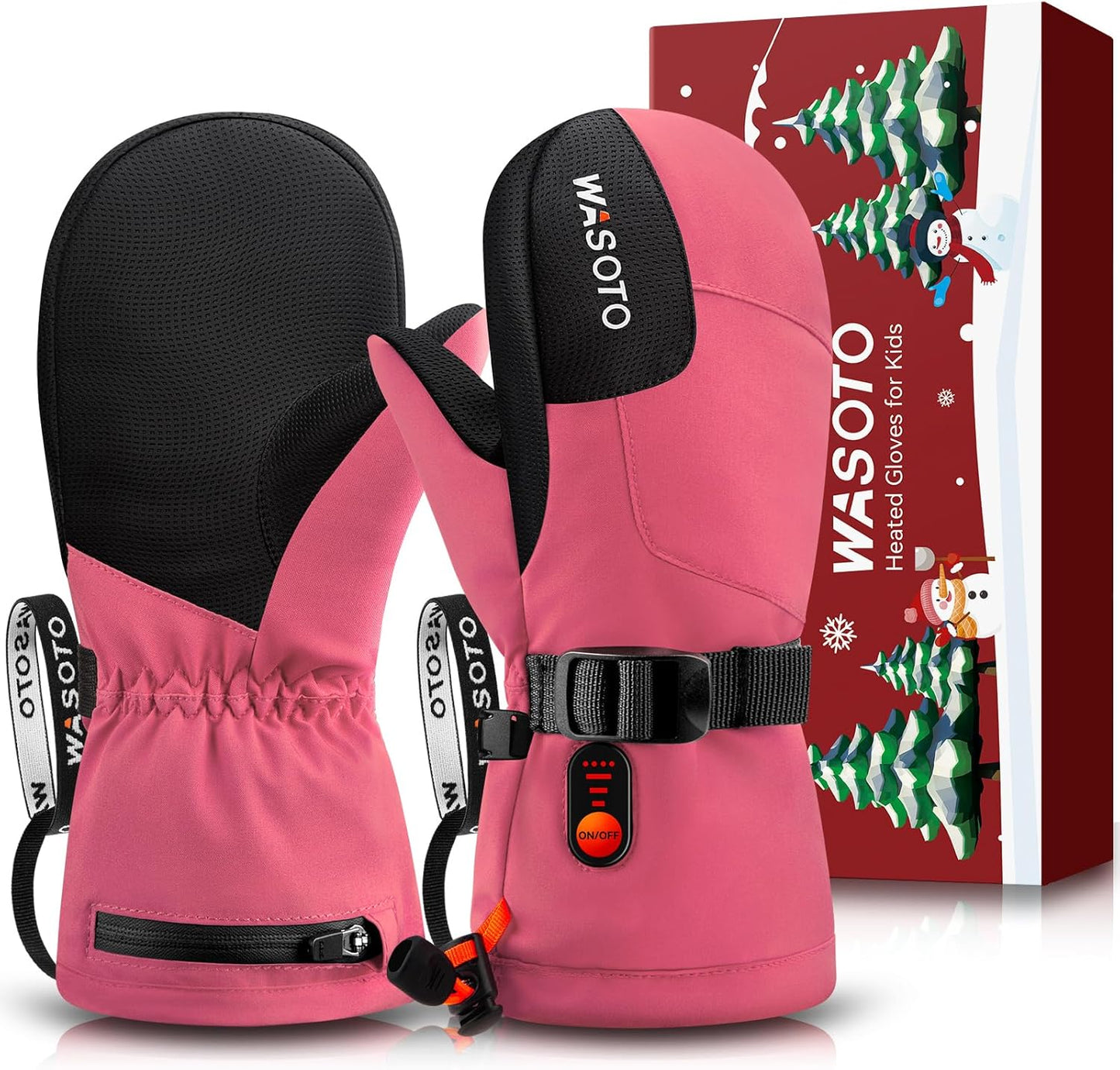WASOTO Heated Mittens for Kids - Waterproof Electric Ski Gloves