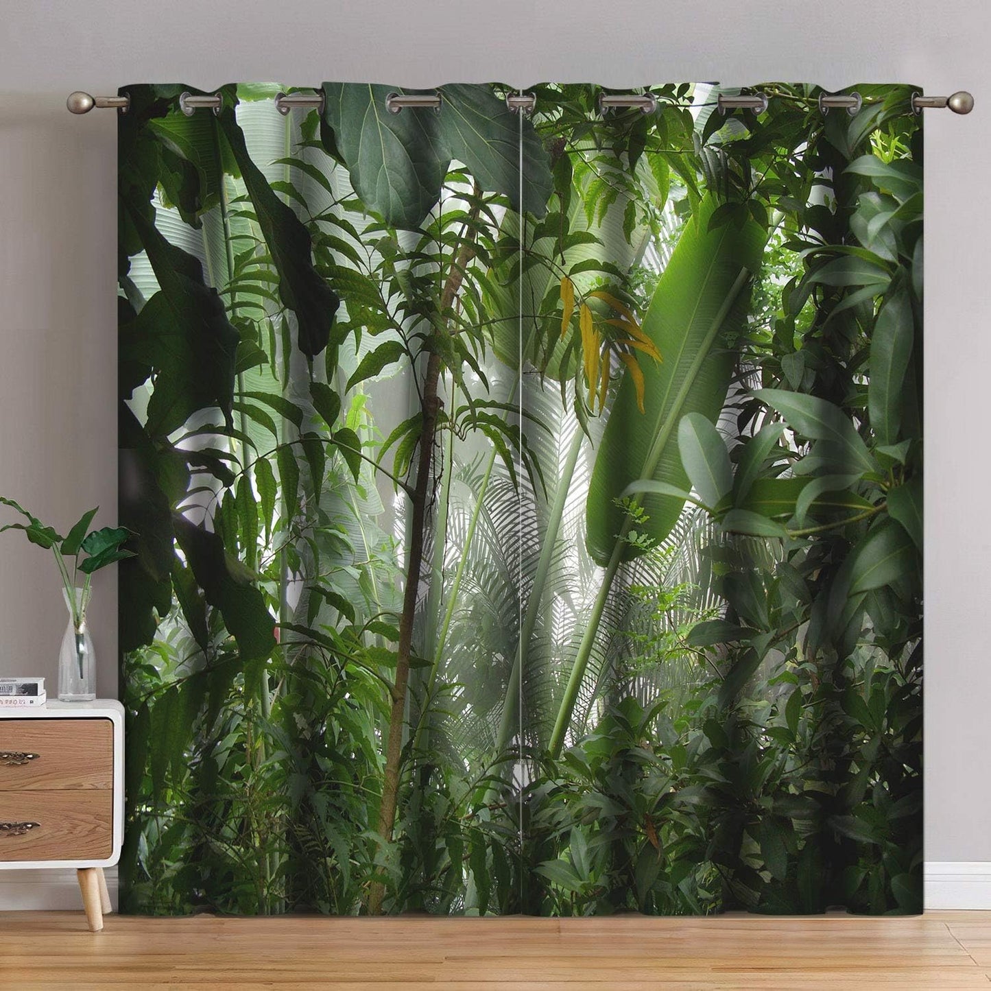 Jekeno Tropical Rainforest Green Blackout Curtains for Home