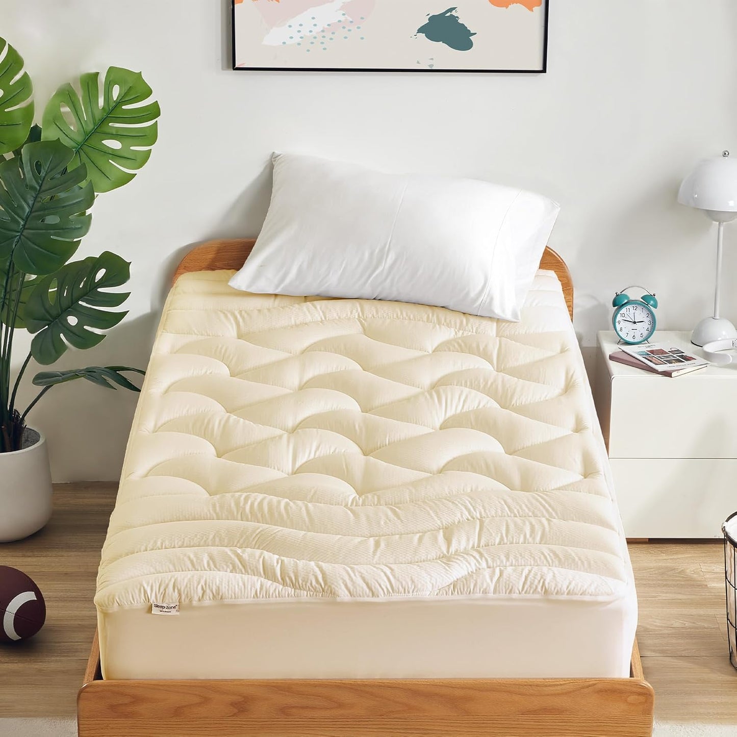 SLEEP ZONE Cooling Twin Mattress Topper for Ultimate Comfort